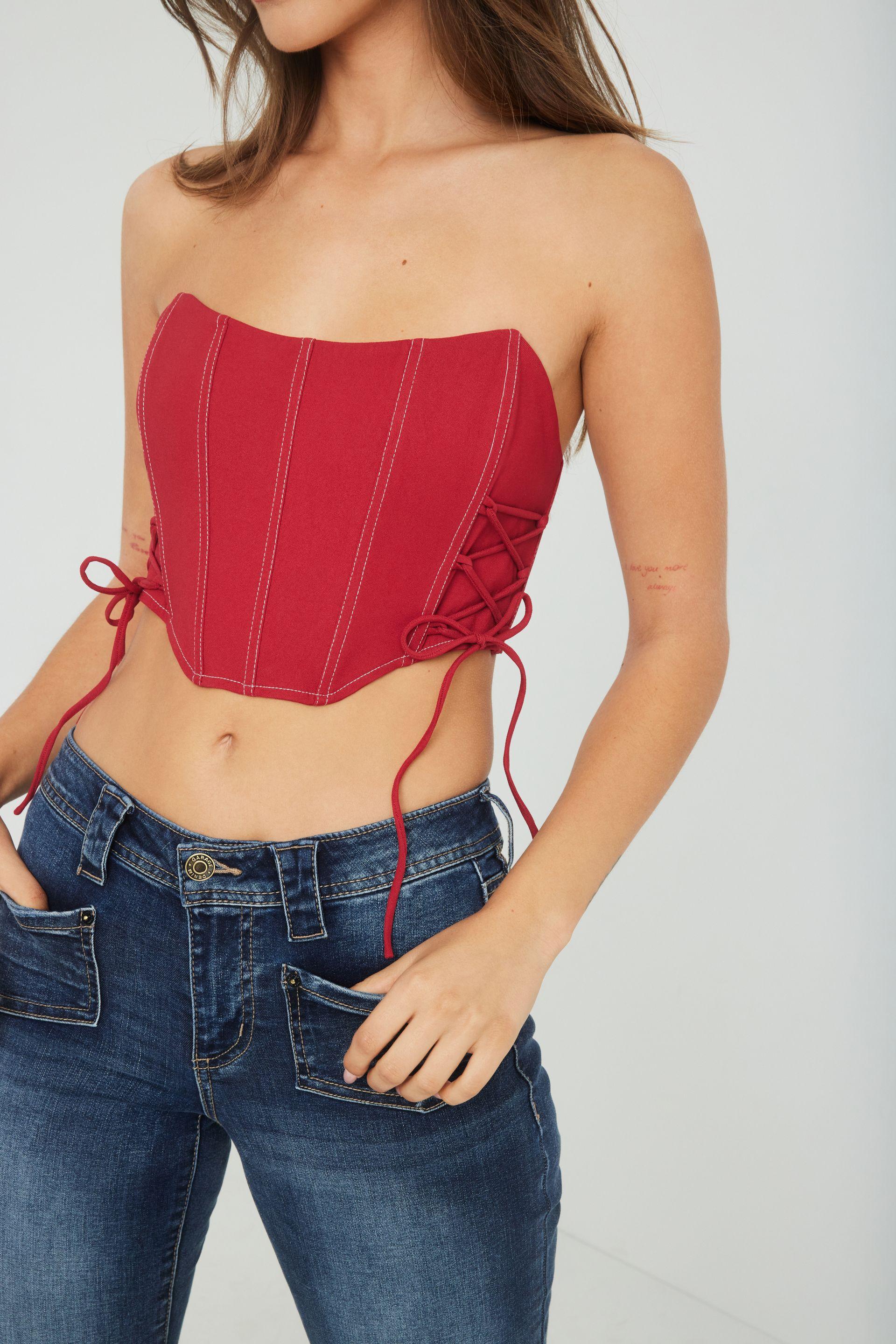 Lace Up Tube Corset Top 6A0193