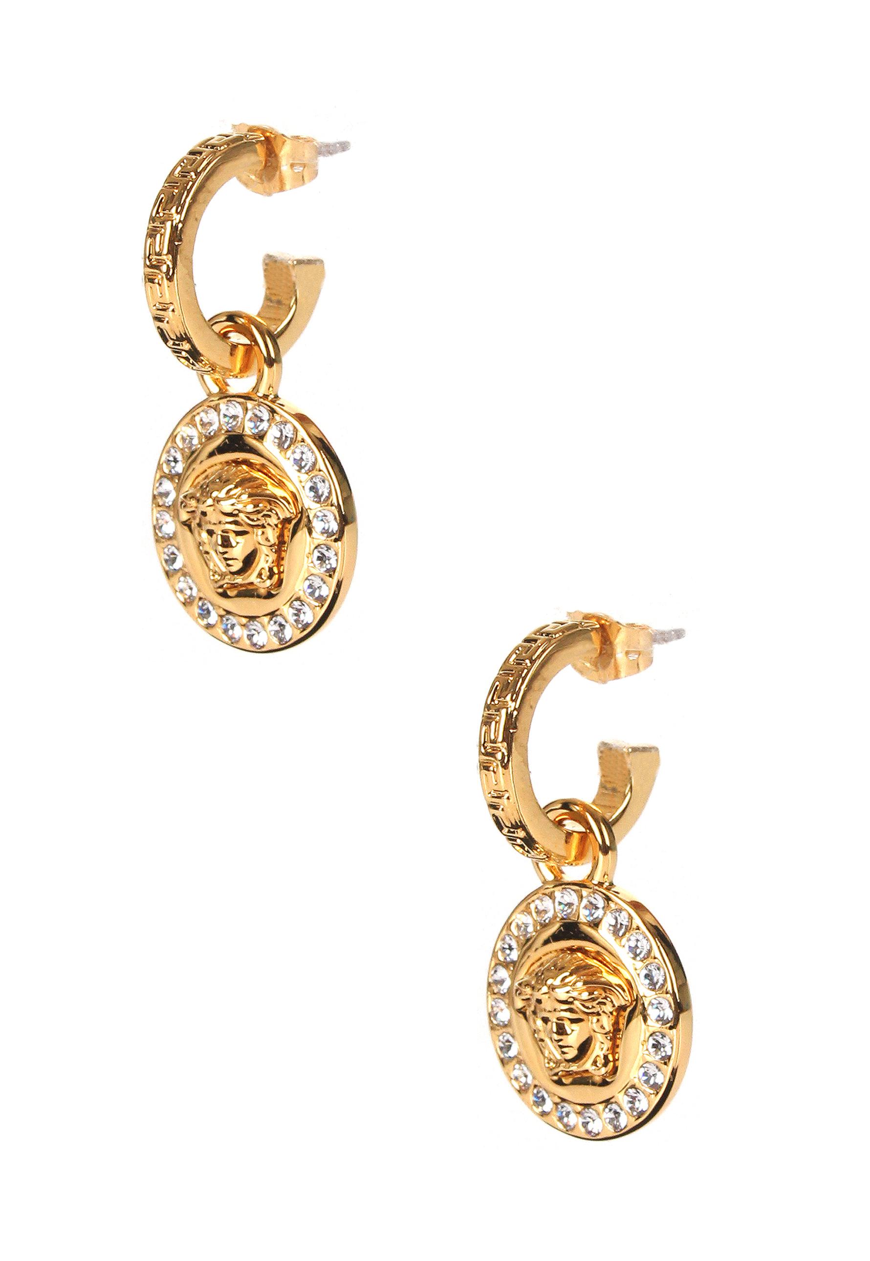 versace greca and medusa drop earrings