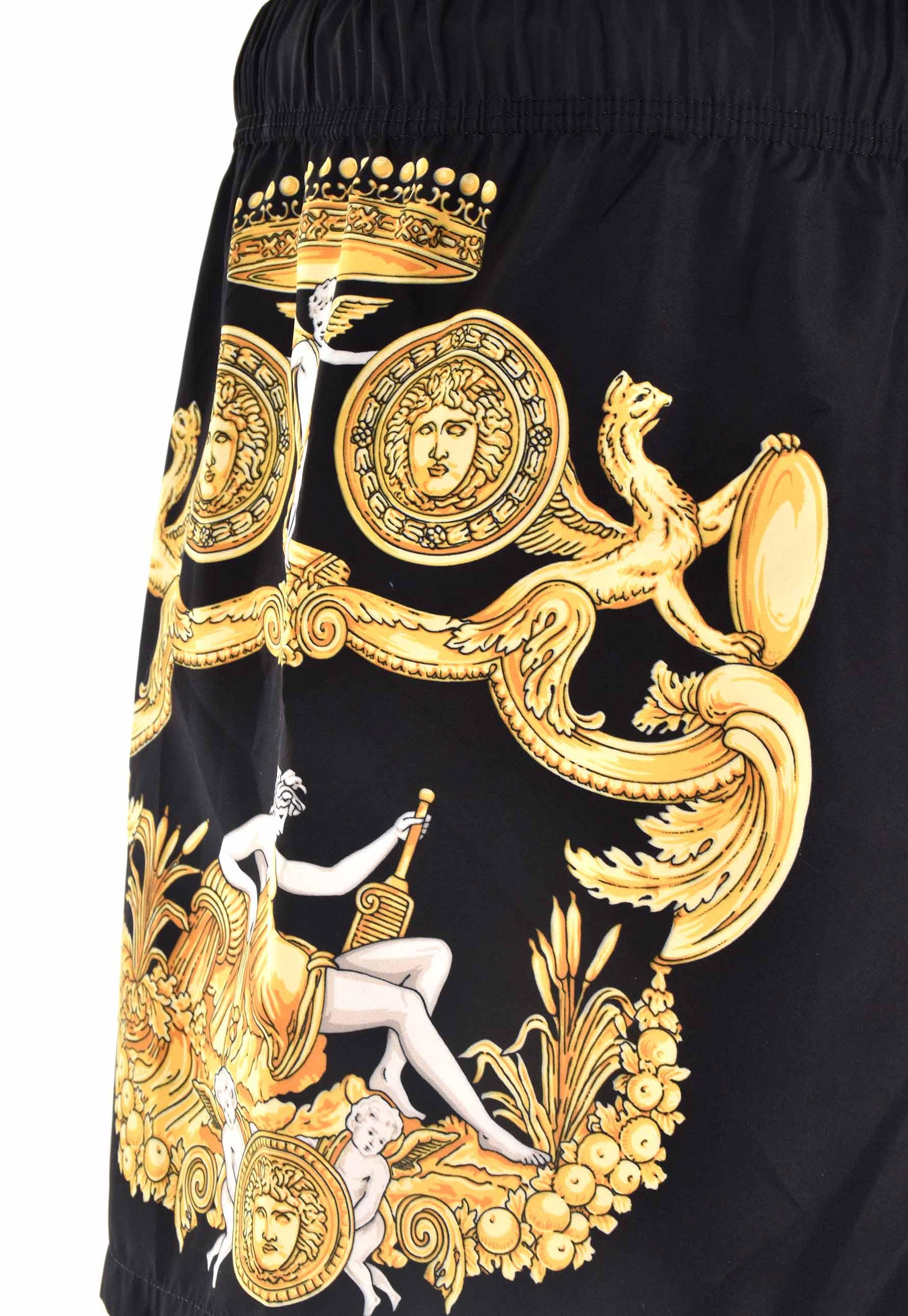 Lyst Versace Baroque Motif Swim Shorts in Black for Men