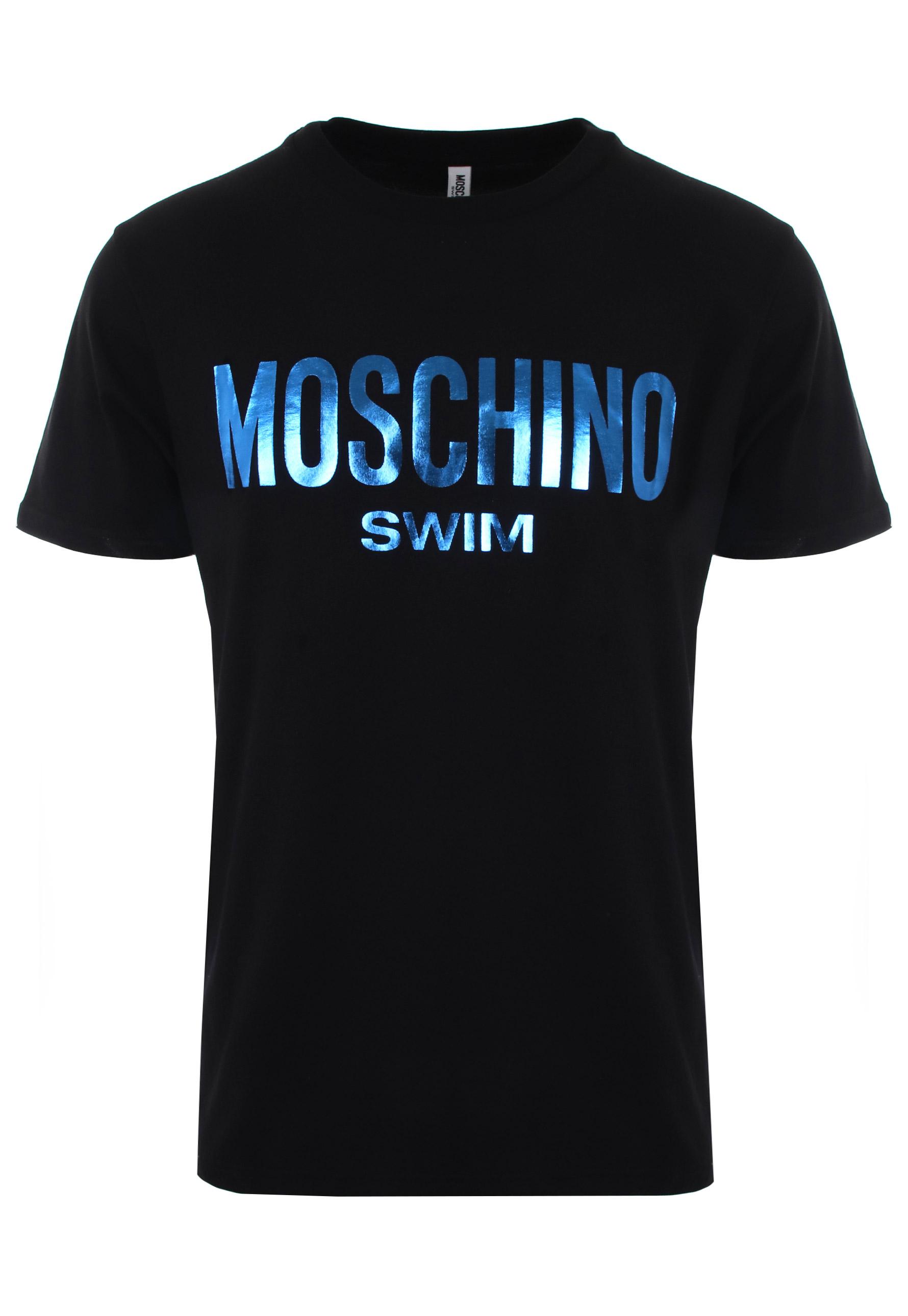 Moschino Cotton Metallic Swim Logo T-shirt Black/blue for Men - Lyst
