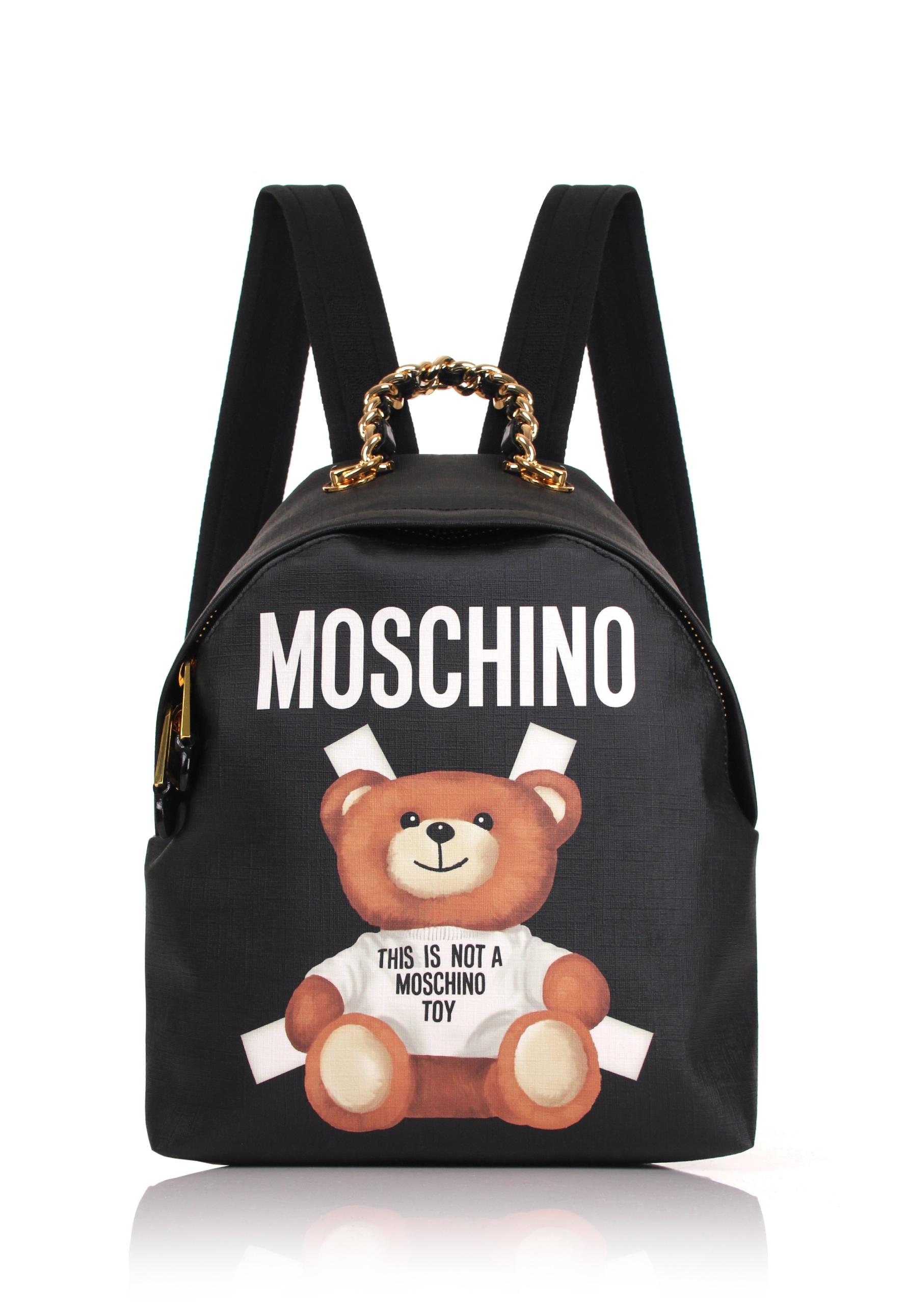 Moschino Bear Mini Backpack Black in Black