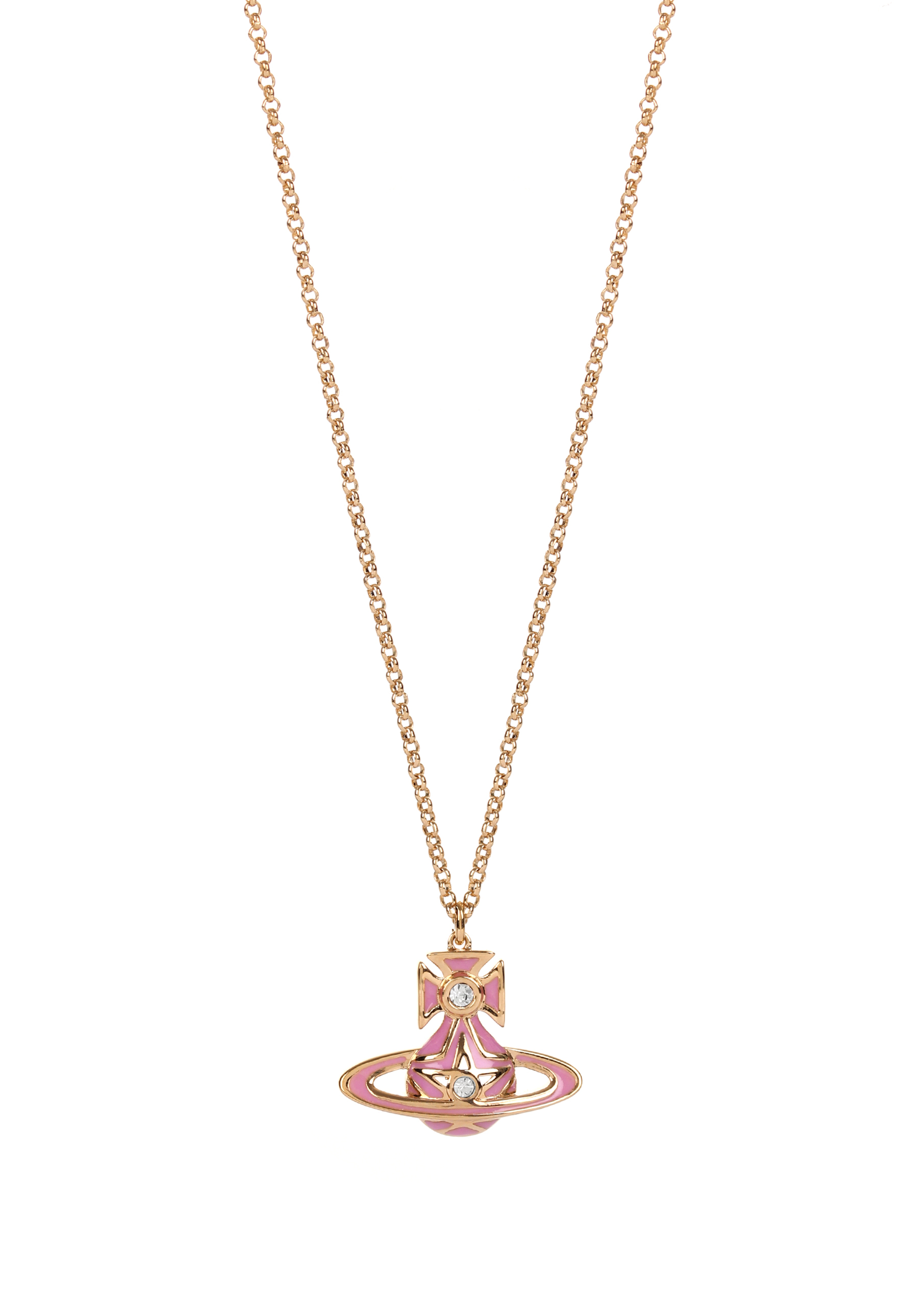 vivienne westwood jewellery brianna small bas relief orb pendant yellow gold pale pink