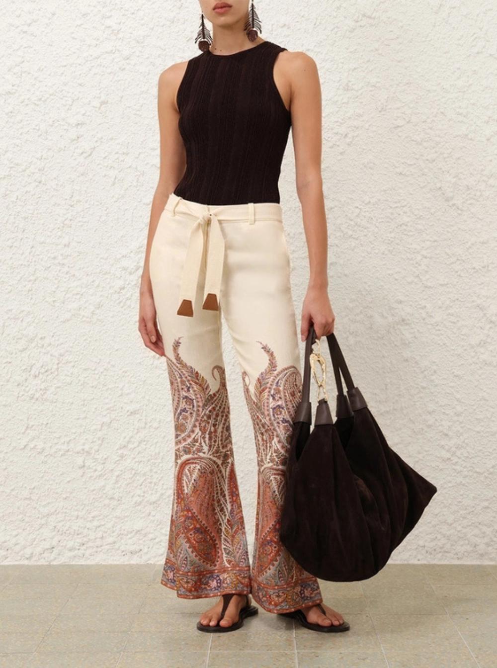 Zimmermann 'Rhiannon' Flared Pants With Drawstring Waist An
