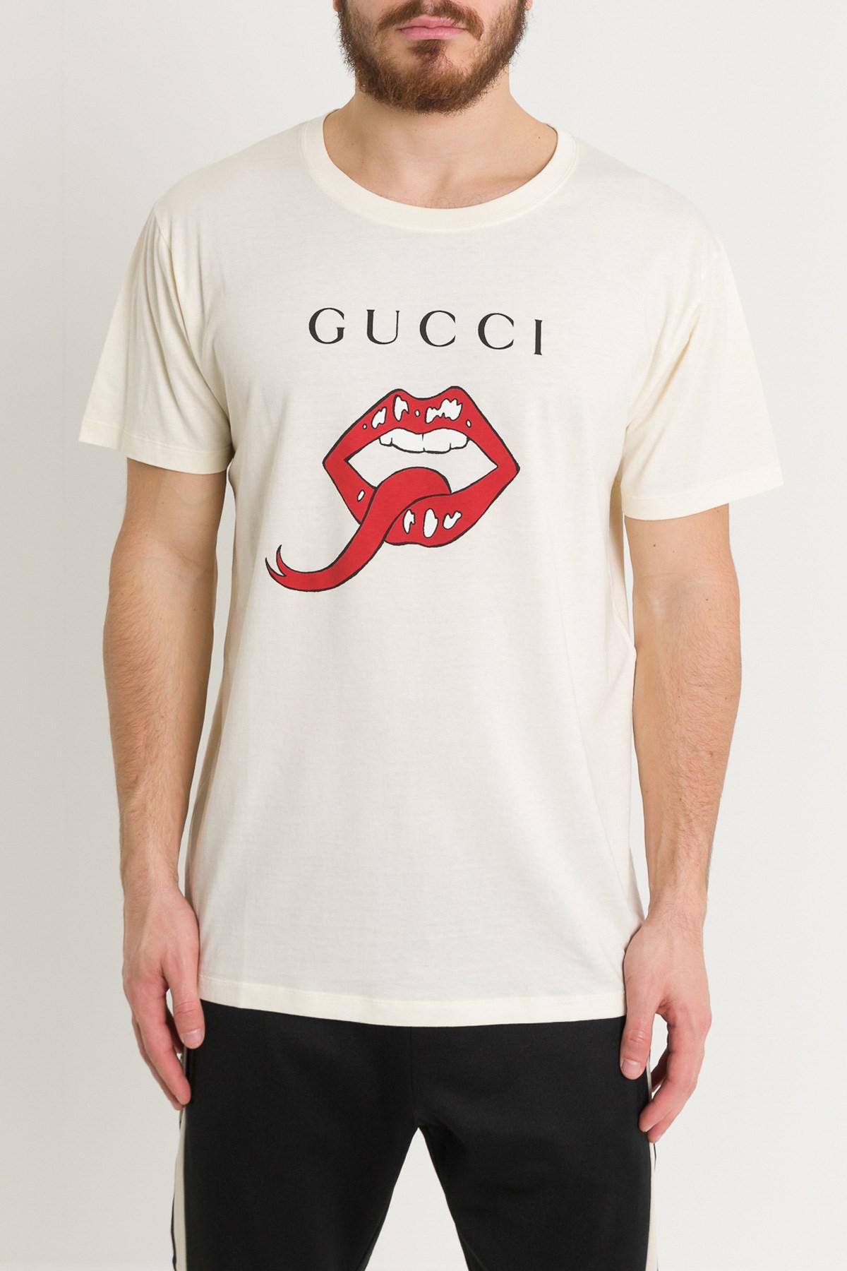 Gucci Cotton Oversized T-shirt With Mouth for Men - Lyst
