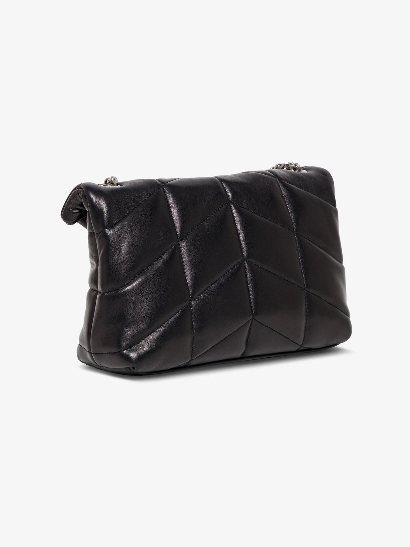 Loulou Puffer Mini leather shoulder bag in noir black