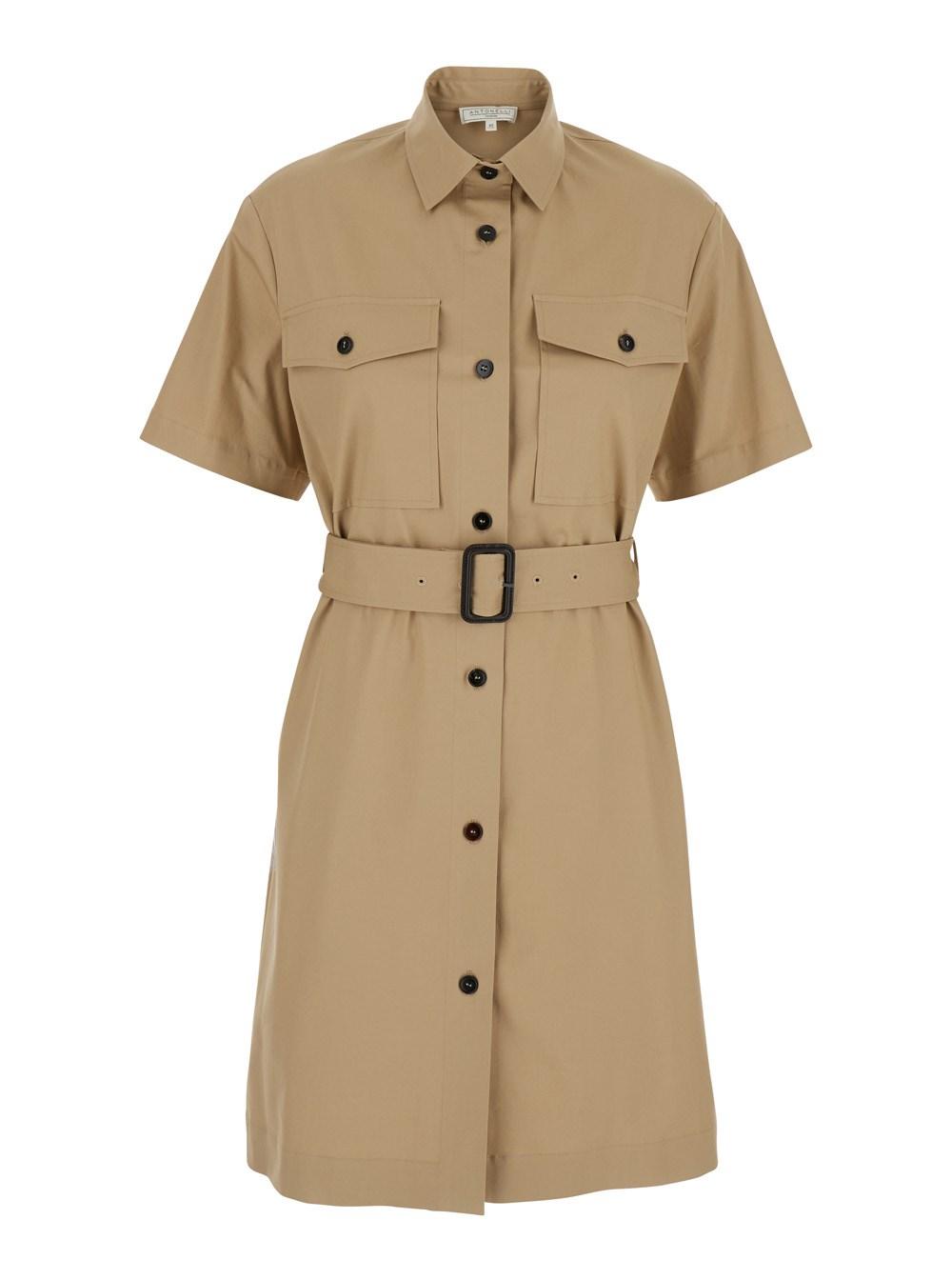 ワンピース ANTONELLI FIRENZE SS25 NOLA POPLIN DRESS (N6713 143C225) Antonelli Dress With Classic Collar And Waist Belt in