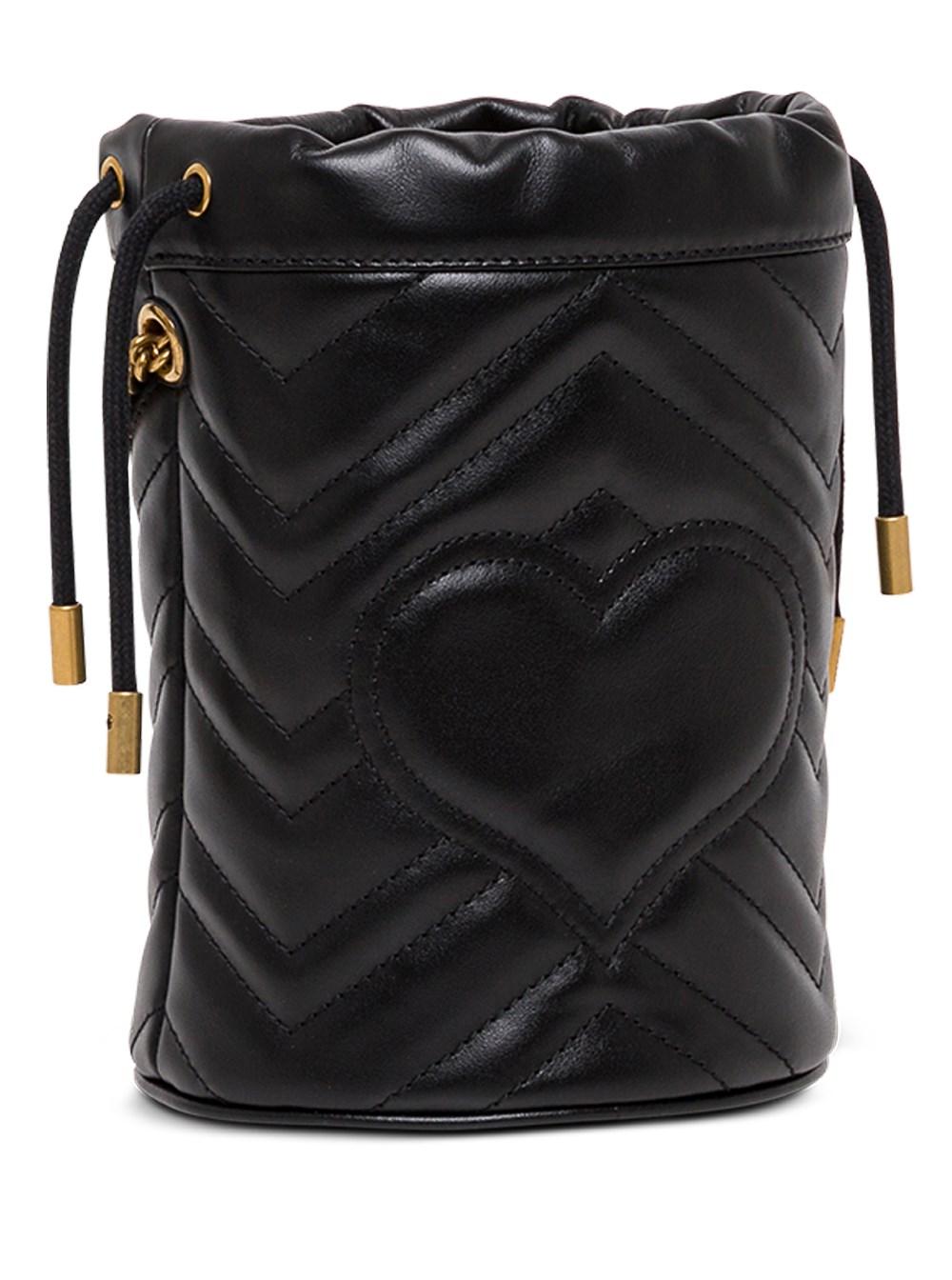 Gucci Crossbody Leather Bucket Bag With Logo in Black | Lyst