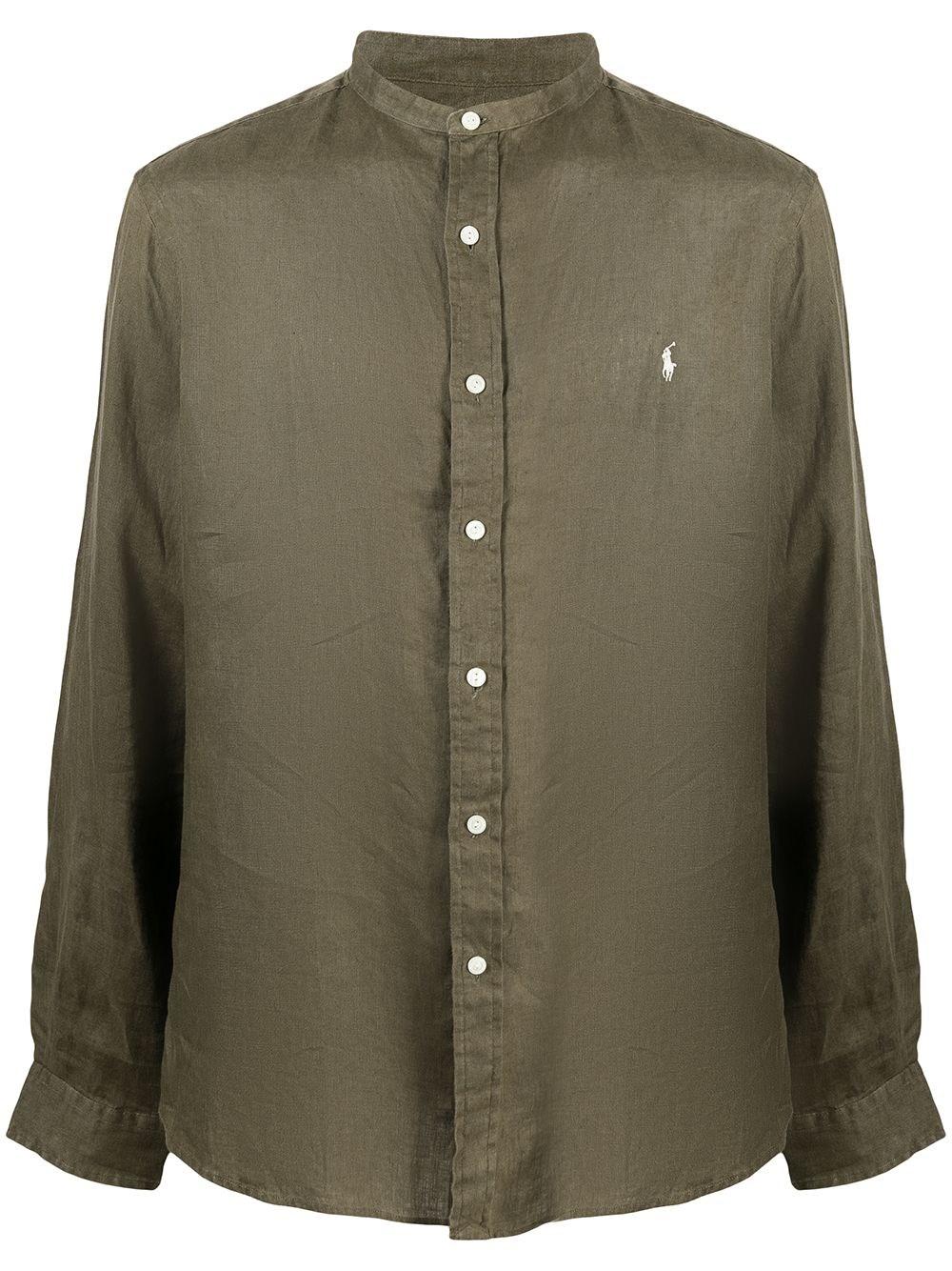 Polo Ralph Lauren Collarless Linen Shirt in Green for Men | Lyst