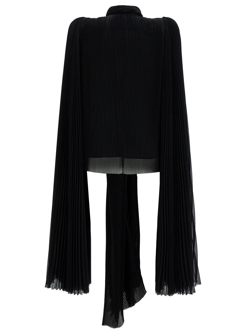 Balenciaga Black Scarf Pleated Blouse In Technical Chiffon Woman | Lyst