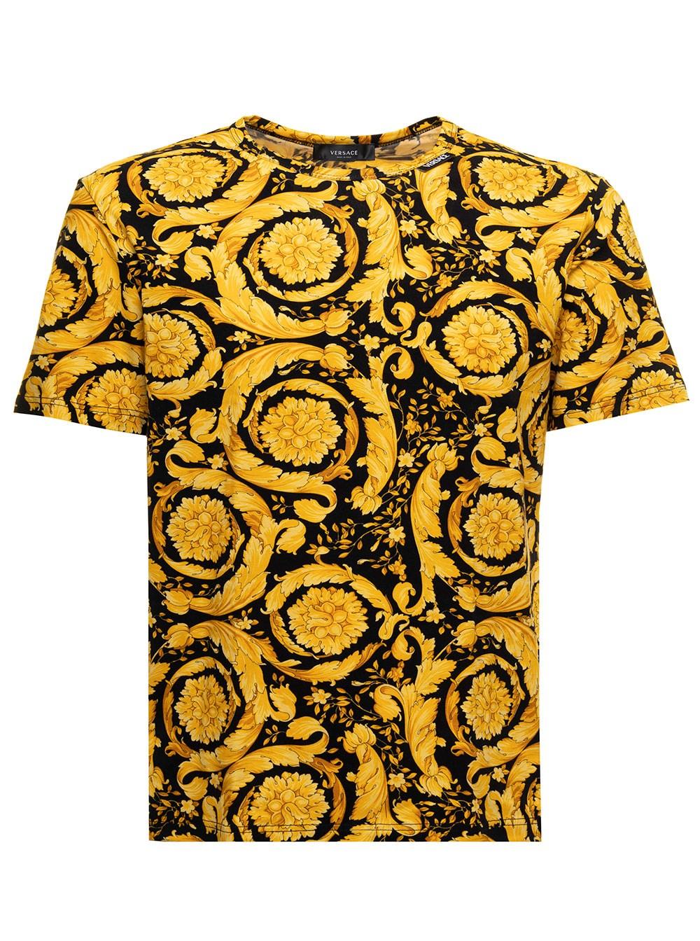 Versace Baroque And Black Cotton T-shirt Man in Yellow for Men | Lyst