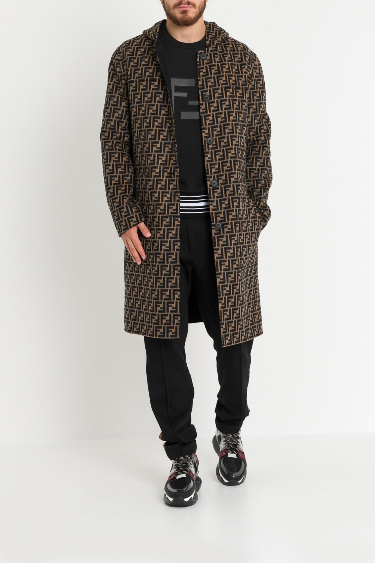 Fendi Reversible Duffle Coat In Ff Double in Black for Men | Lyst