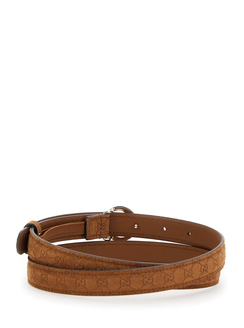 Gucci 'Blondie' Belt With All-Over Gg Motif in Brown Lyst