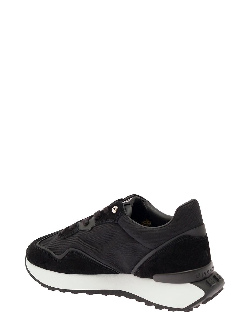 Givenchy Giv Runner Leather Sneakers With Logo Man in Black for Men | Lyst