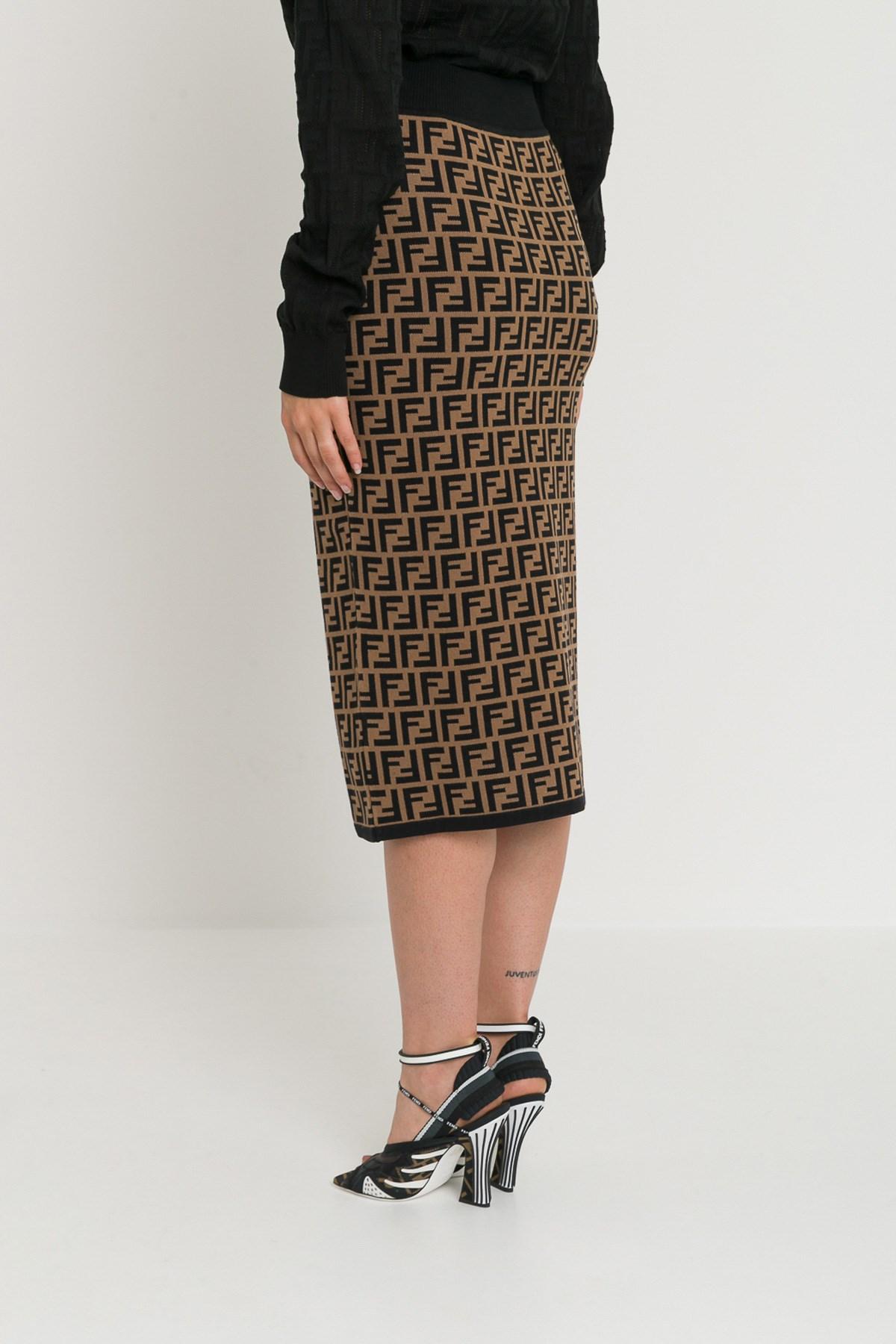 Fendi Ff-jacquard High-rise Knit Pencil Skirt | Lyst