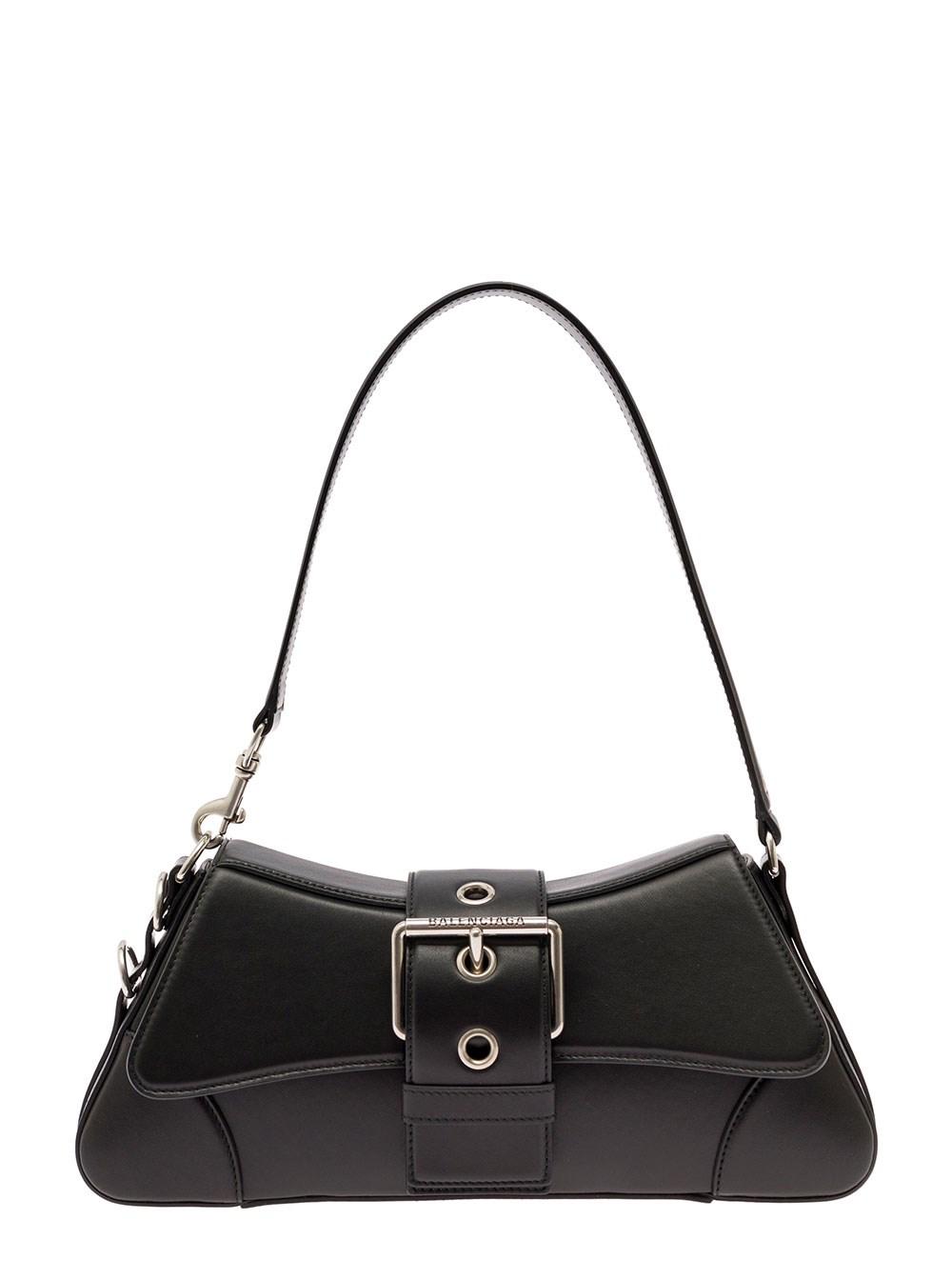 Balenciaga Lindsay Medium Leather Handbag With Buckle Woman in Black | Lyst