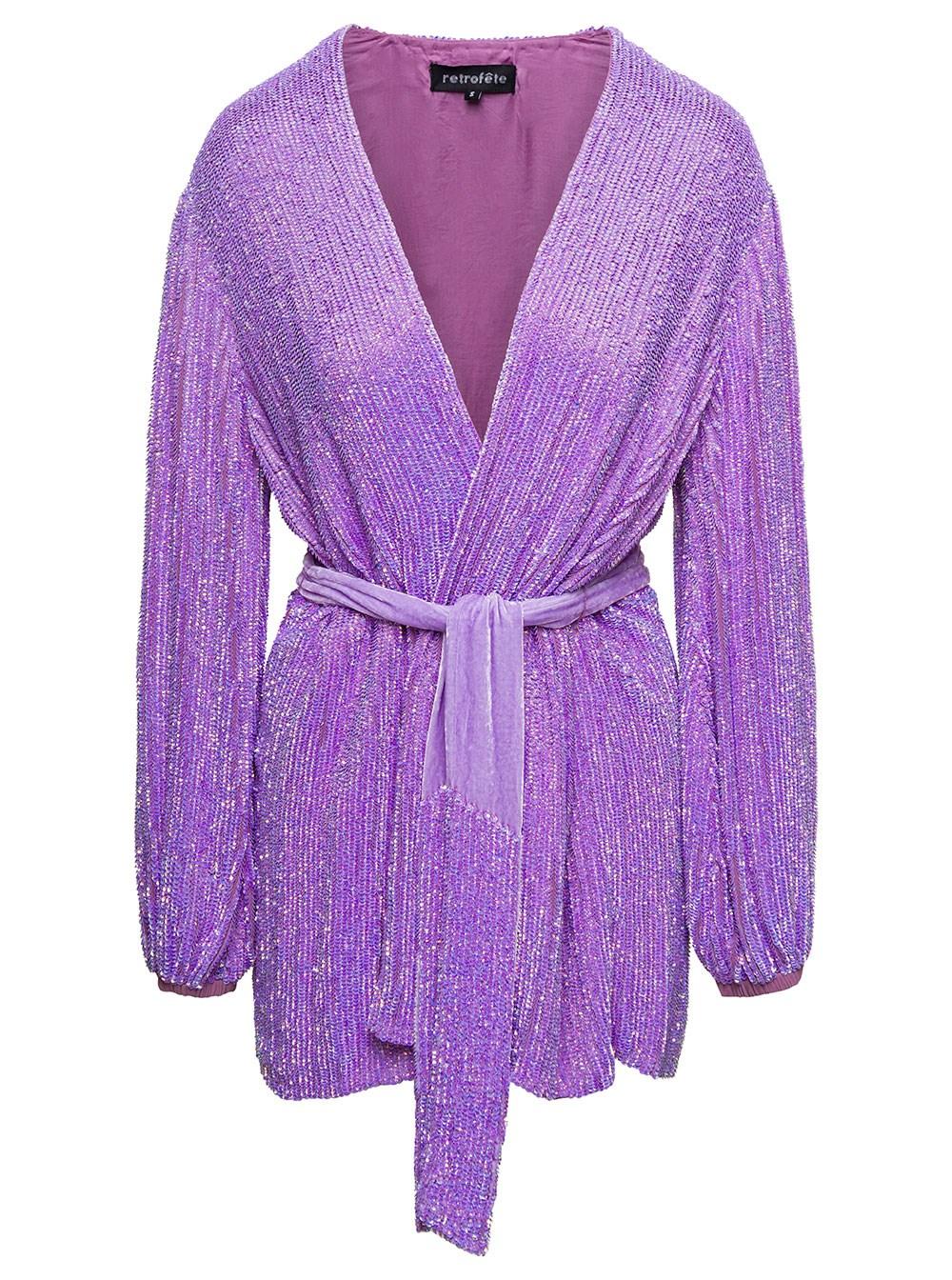 retroféte Lilac Gabrielle Sequin-embellished Wrap Dress in Purple | Lyst UK