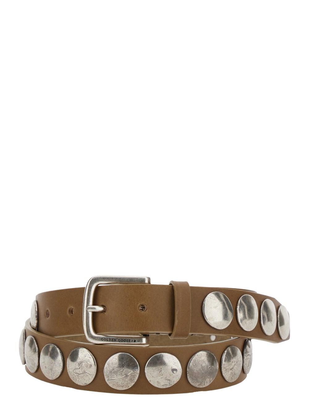  Brown Trinidad Studded Nubuck‎ Belt Golden Goose Trinidad Leather Belt With Studs - Brown - 27  main image 2