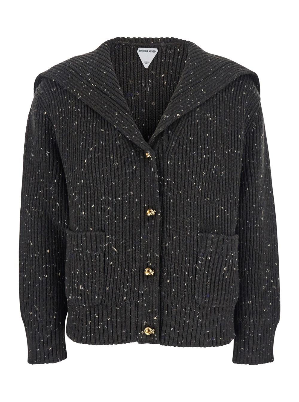 アウターその他 BOTTEGA VENETA WOOL RIBBED CARDIGAN Knot ribbed-knit wool cardigan in grey - Bottega Veneta