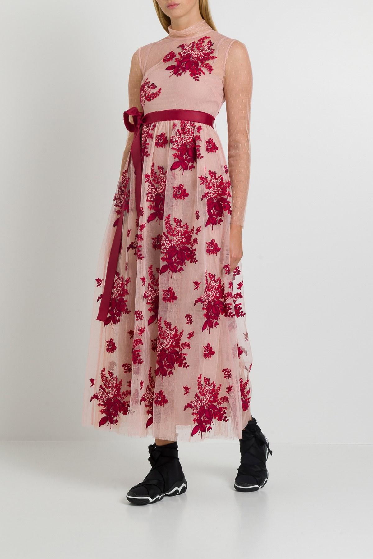 RED Valentino Synthetic Floral Tapestry Embroidered Point D'espirit ...