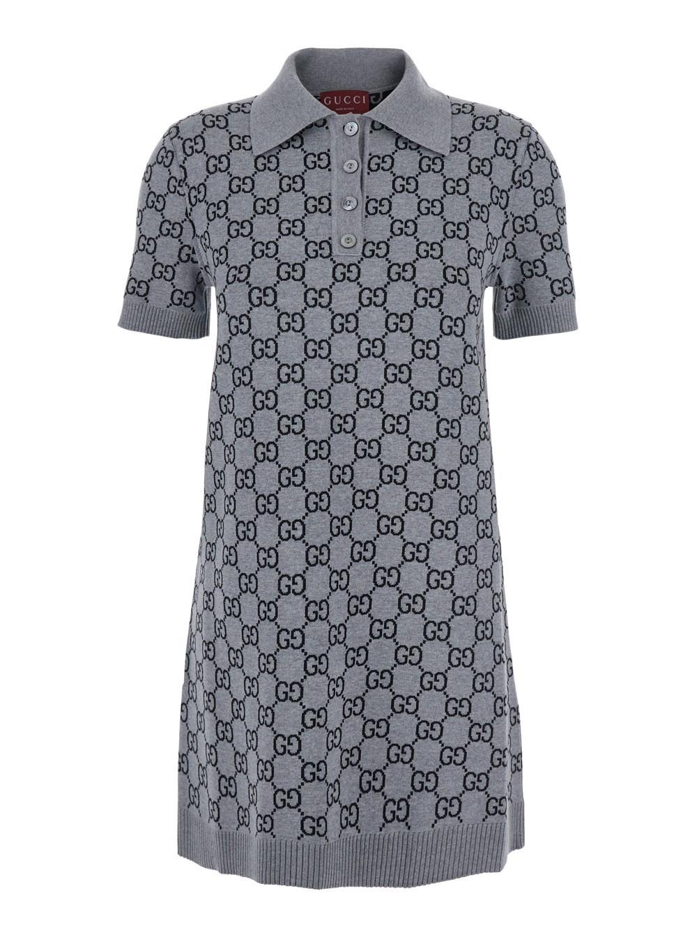 gucci winter dresses GUCCI Crpe Wool Dress With Double G Button, Size 36 IT