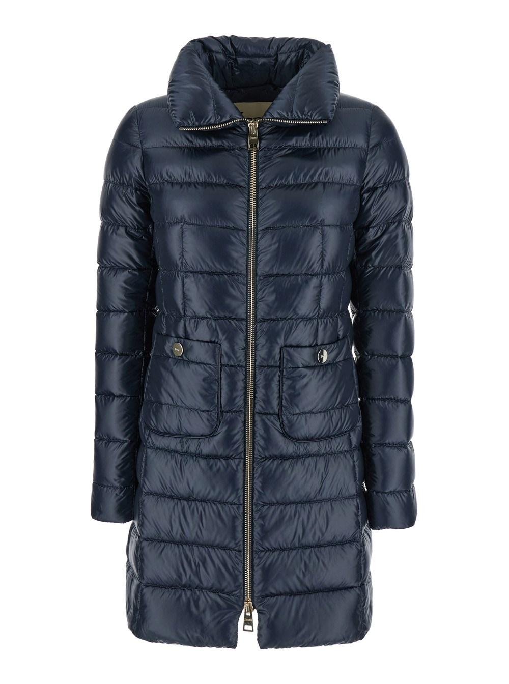 【関税＆送料込み】Herno 'Maria' Blue Down Jacket With Fron Herno 'Maria' Down Jacket With Front Zip Closure And Two