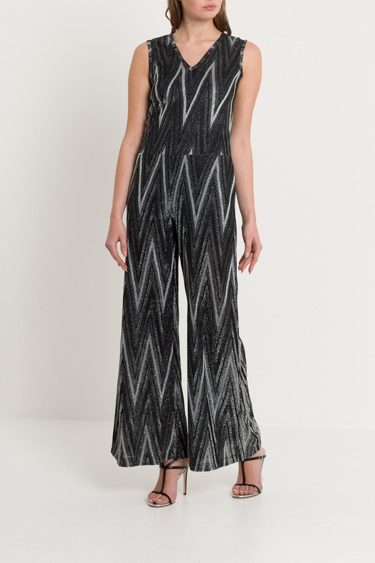 M Missoni Lurex Knit Jumpsuit With Chevron Motif in Black Lyst