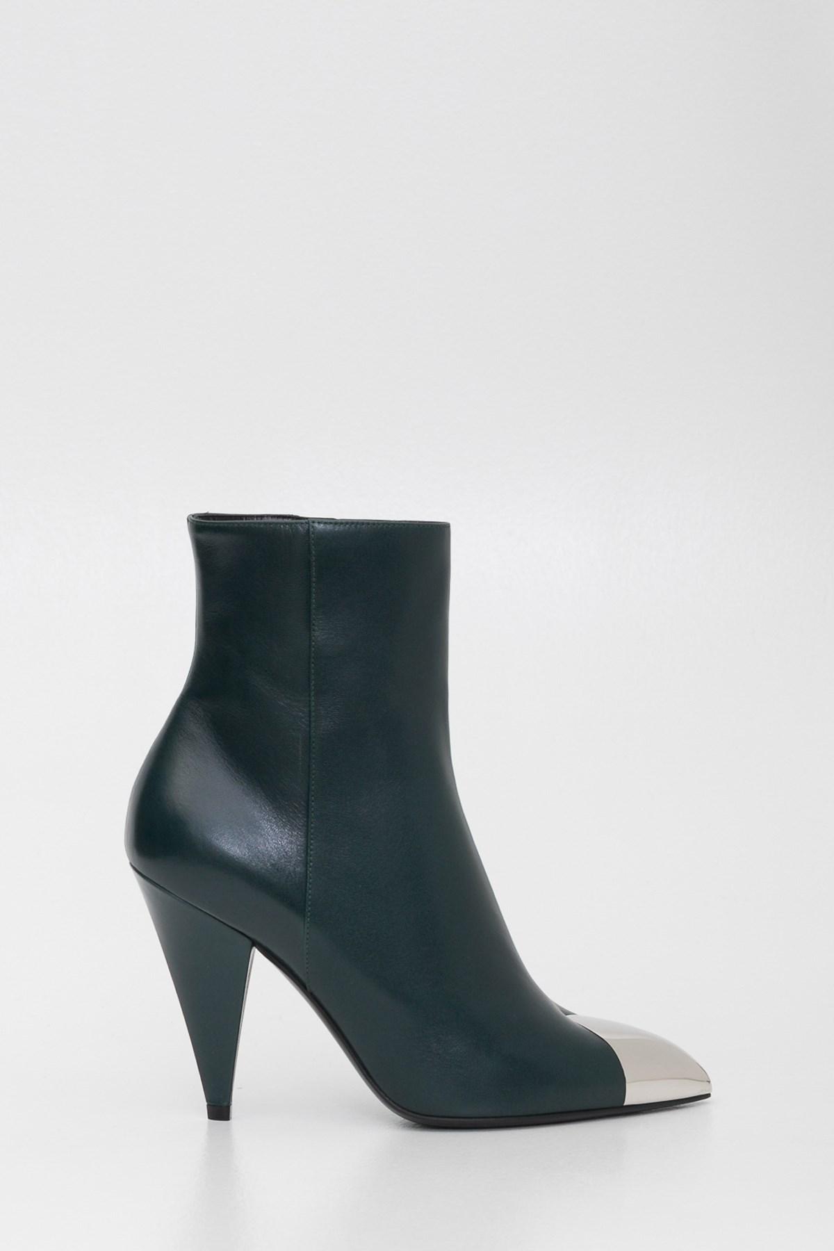 Stivaletto con Punta Metallica e Tacco ConicoCeline in Pelle di colore  Verde | Lyst