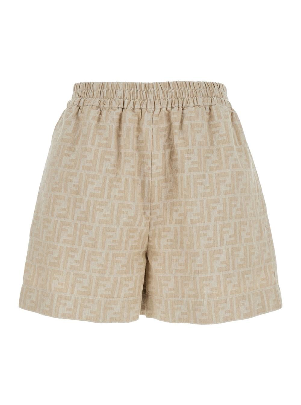 ショートパンツ FENDI Women Shorts  Burmudas FR6259 AWZV 12 Beige Shop Women's Designer Cotton Pants & Shorts | FENDI US