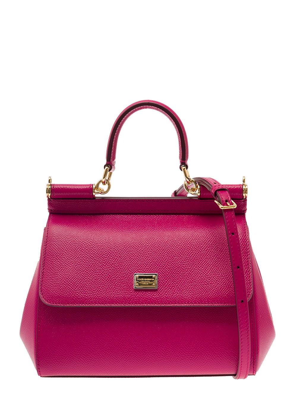 DOLCE & GABBANA Bag Purse MISS SICILY Pink Dauphine Leather Hand