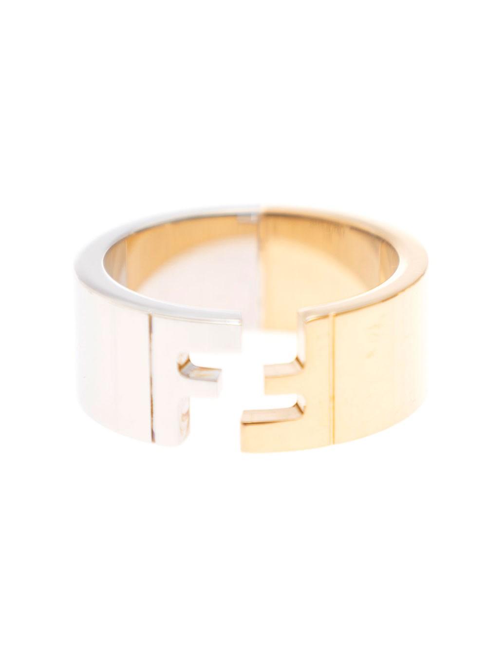Fendi Gold Ring With Ff Motif Carved Man in White for Men | Lyst