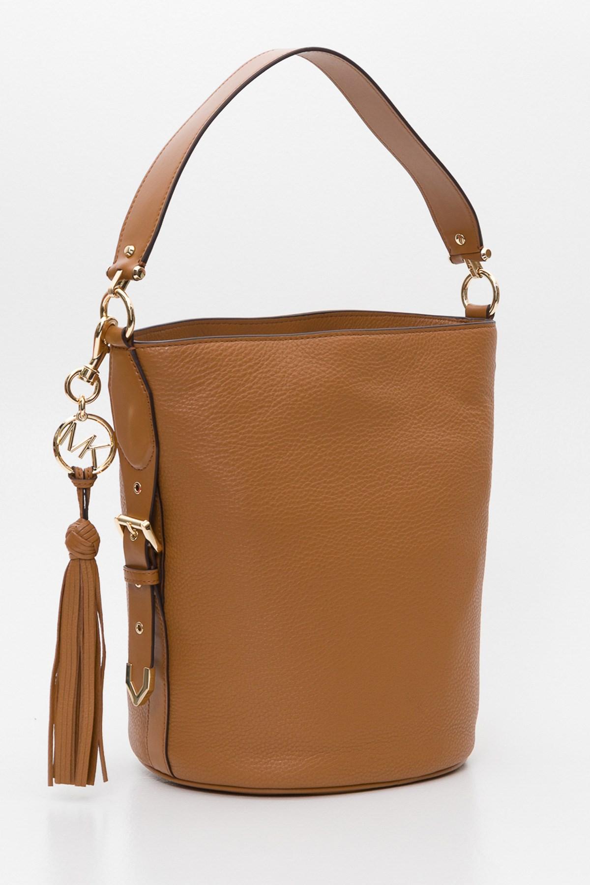 MICHAEL Michael Kors Brooke Medium Pebbled Leather Bucket Bag in Brown