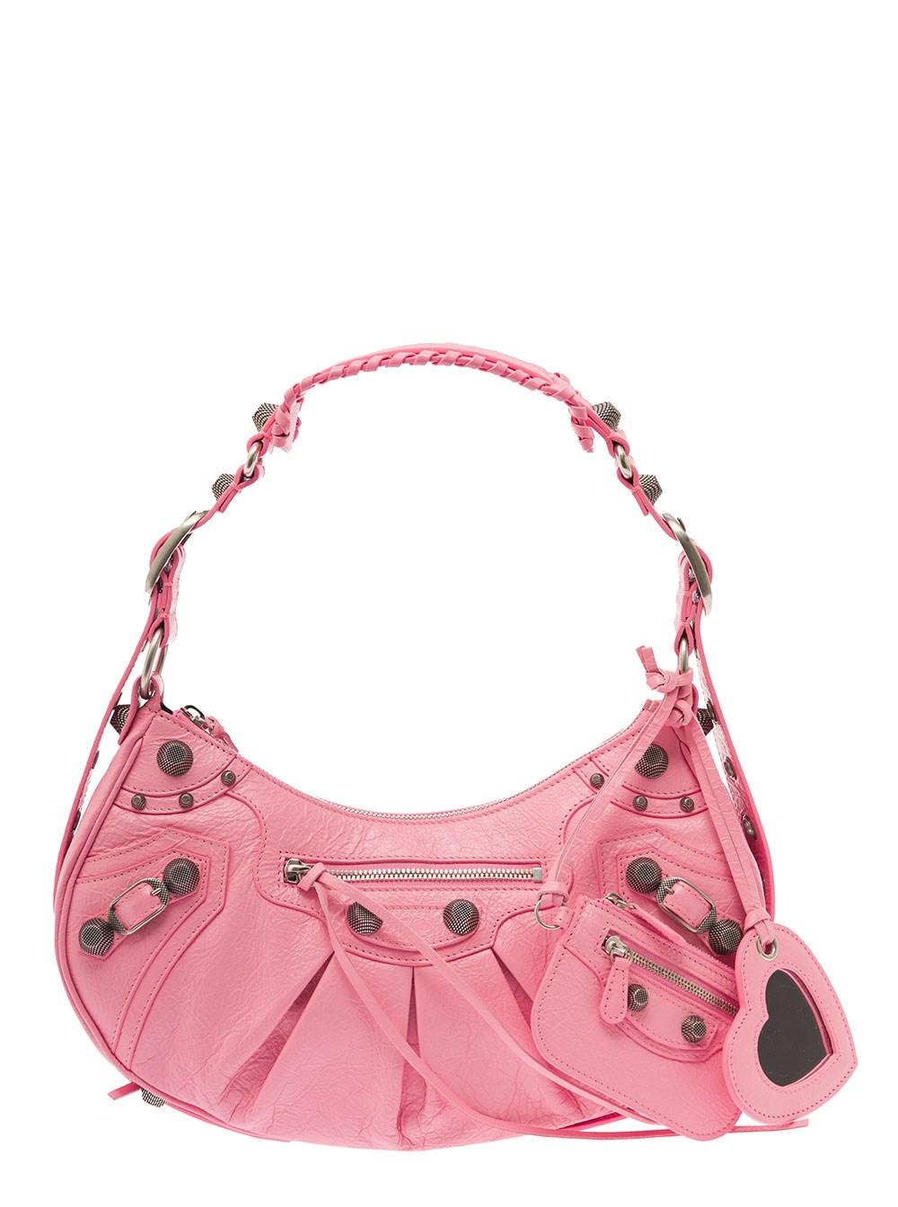 Balenciaga 'le Cagole S' Shoulder Bag With Removable Heart Mirror In  Leather Woman in Pink | Lyst UK