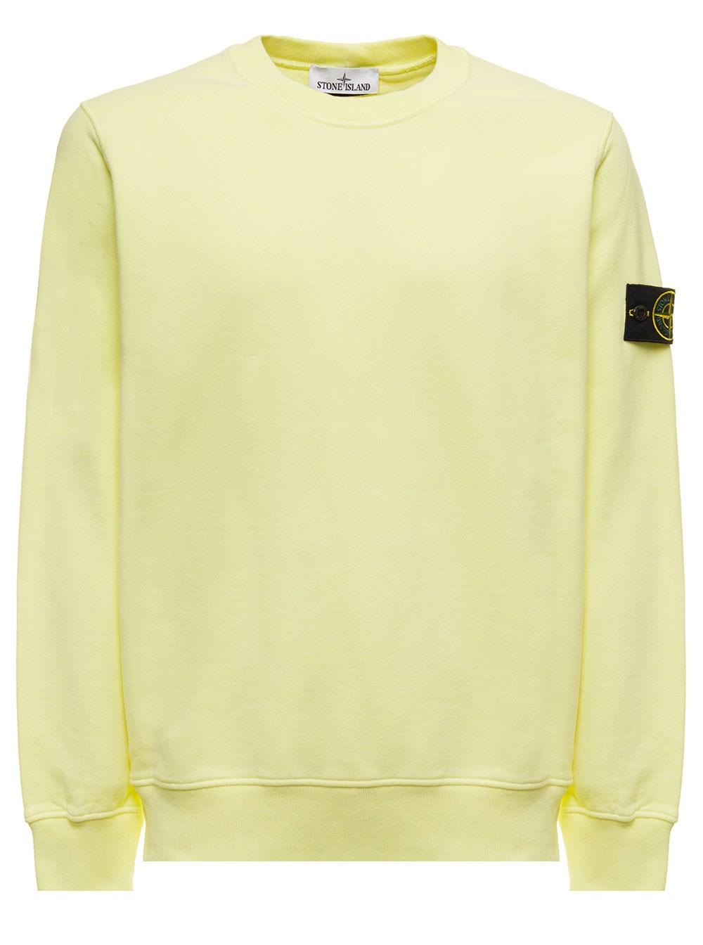 Stone Island Pastel Yellow Cotton Sweatshirt With Logo Man for Men | Lyst