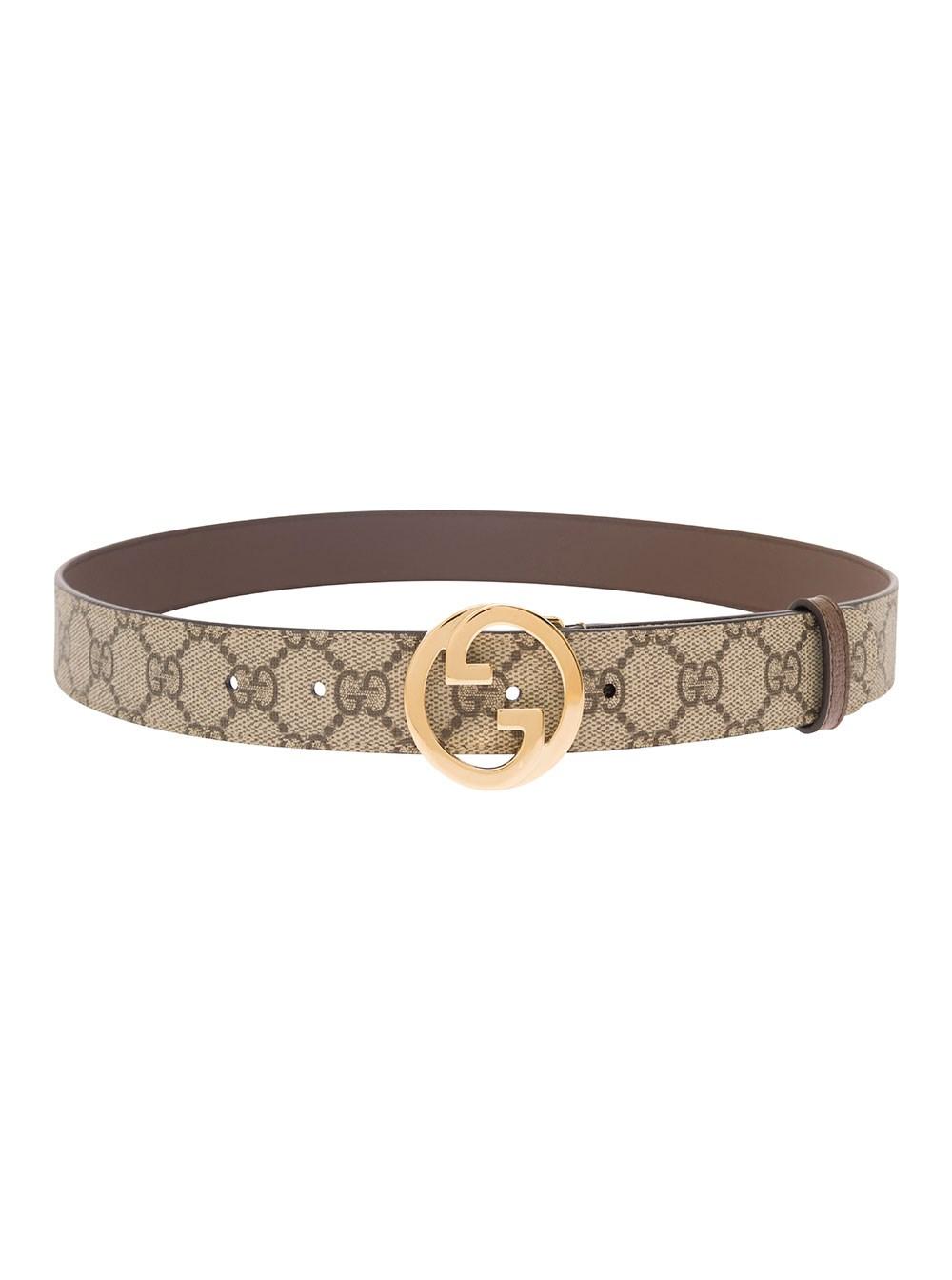 Gucci Beige Belt With Double G Buckle In gg Supreme Canvas Woman in Natural  | Lyst