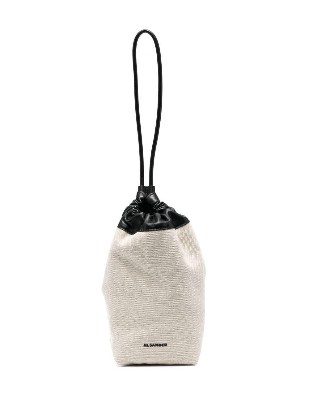 Womens Bags Shoulder bags Jil Sander Leather-trimmed Canvas Bucket Bag in White 