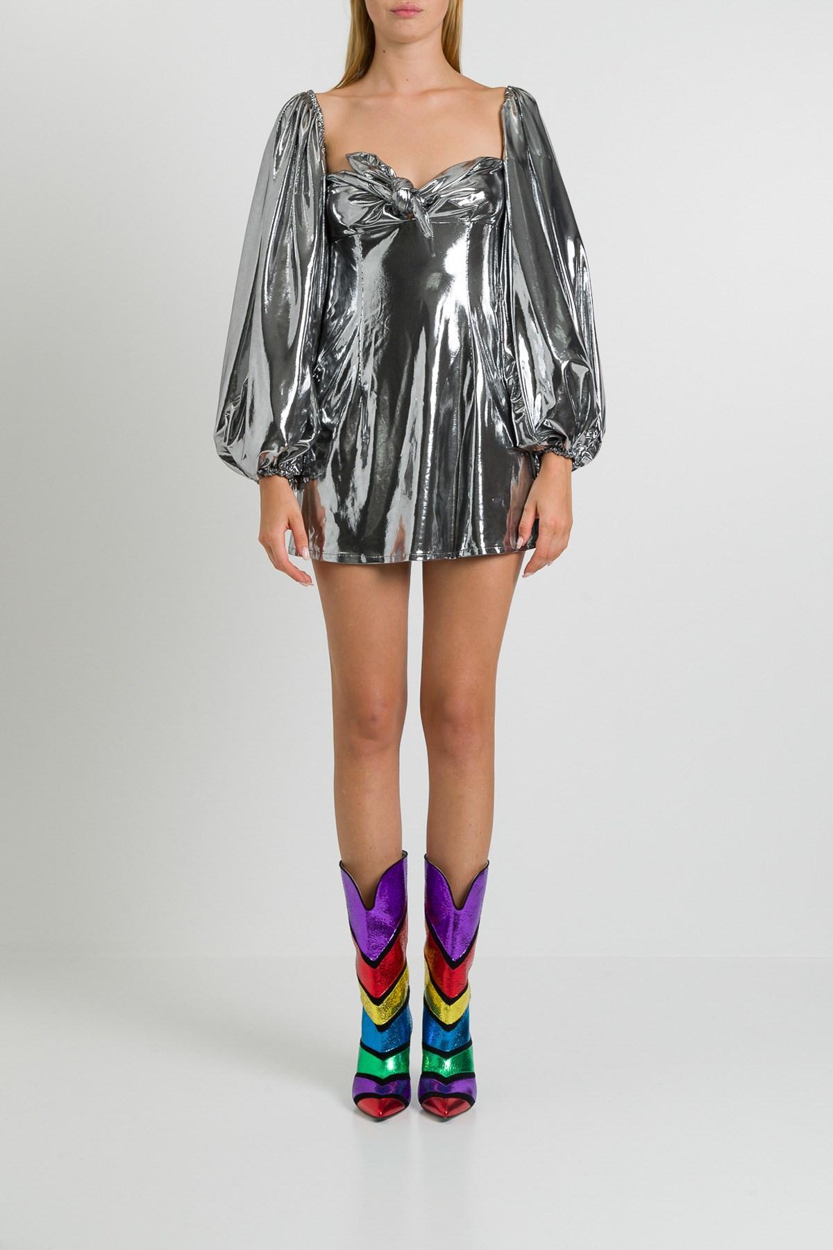 The Attico Silver Lamé Mini Dress Save 36 Lyst