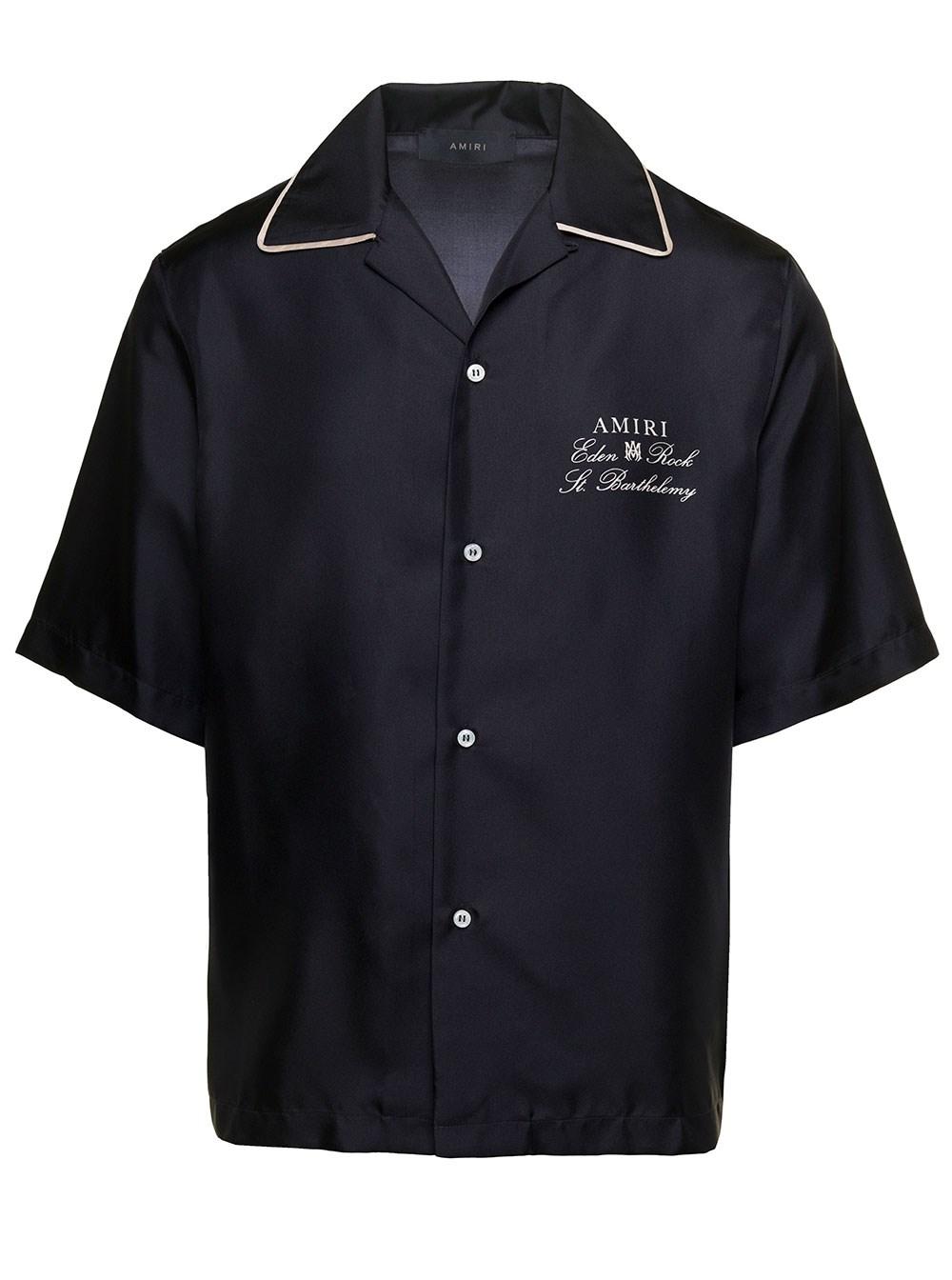 Amiri Bowling Shirt With X Eden Rock Print In Silk Man in Black