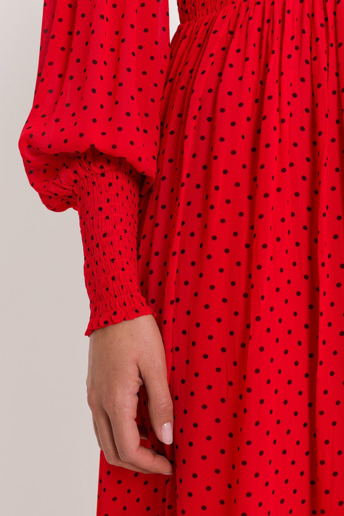 ganni red polka dot dress