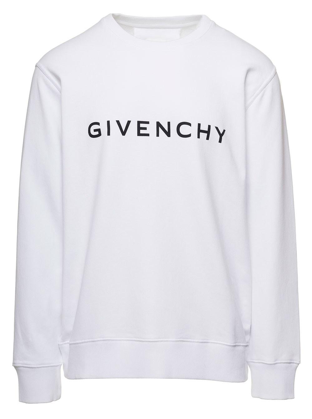 Givenchy Crewneck Sweatshirt With Contrasting Lettering In Cotton Man in  White for Men | Lyst
