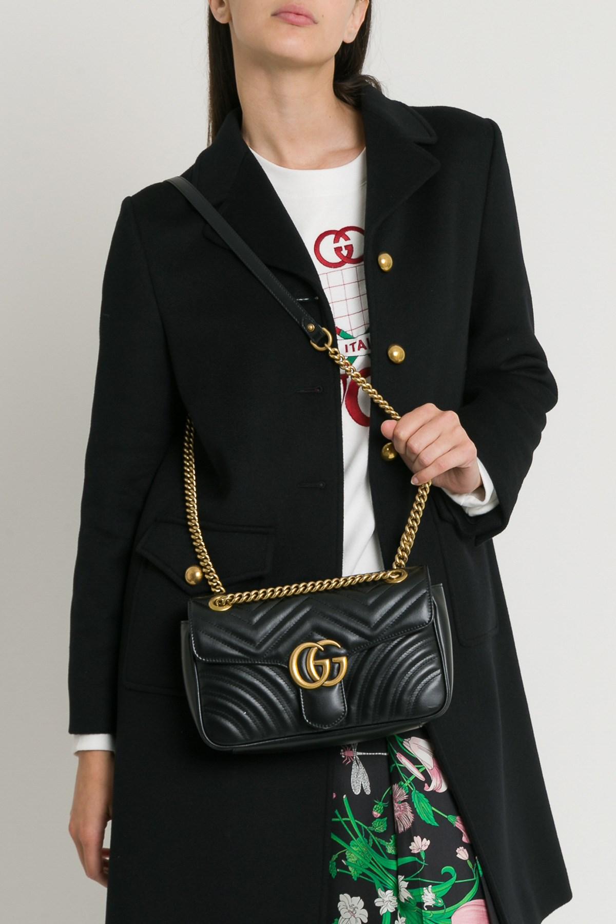 Gucci GG Marmont Small Matelassé Shoulder Bag in Black - Lyst
