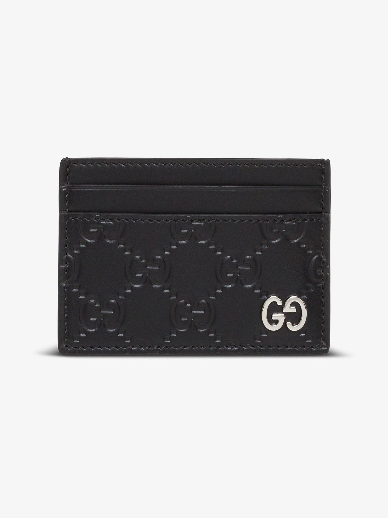 Gucci Leather Signature Card Holder in Black for Men Lyst