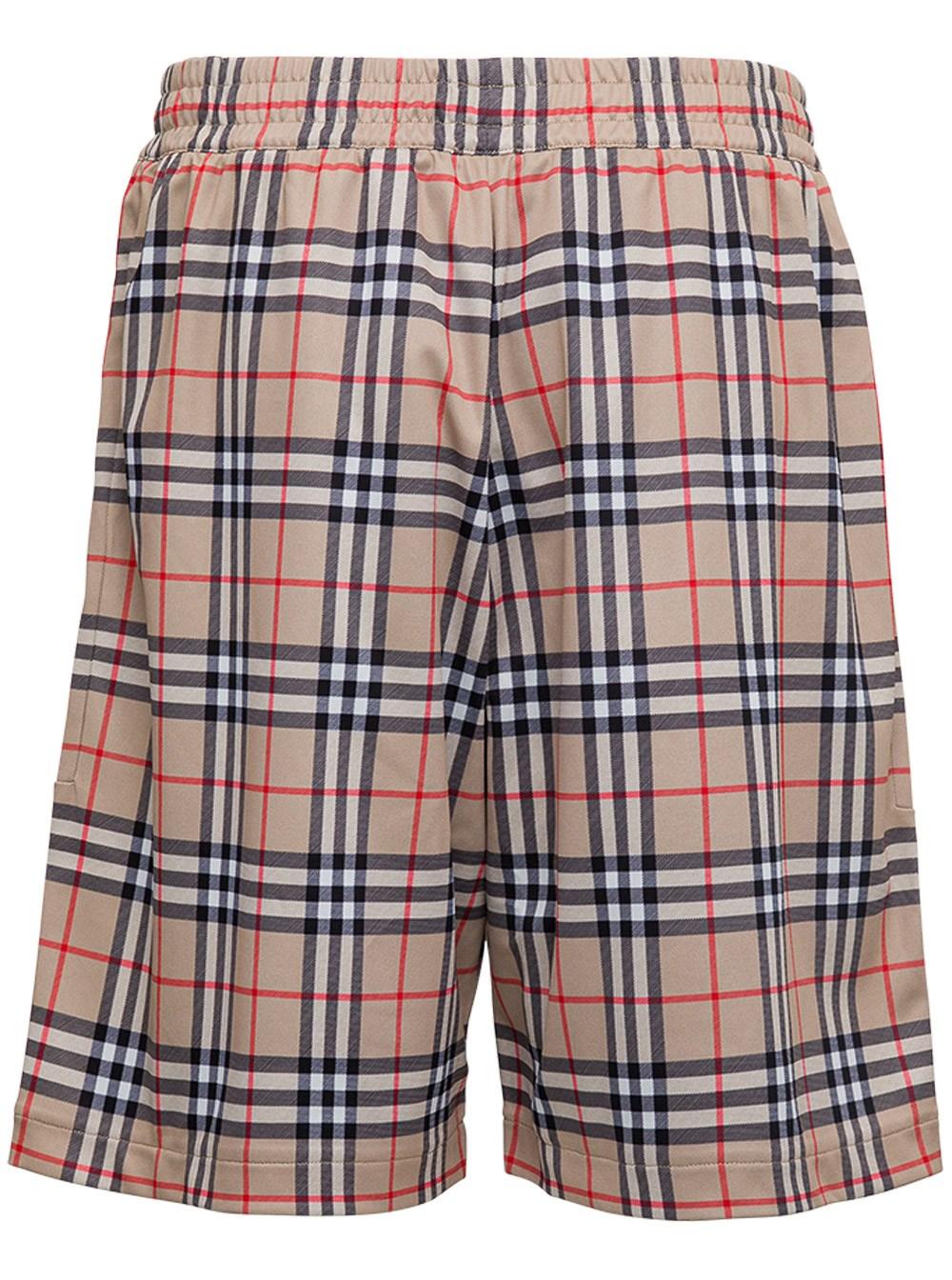 Burberry Synthetic Technical Check Nylon Bermuda Shorts in Beige 