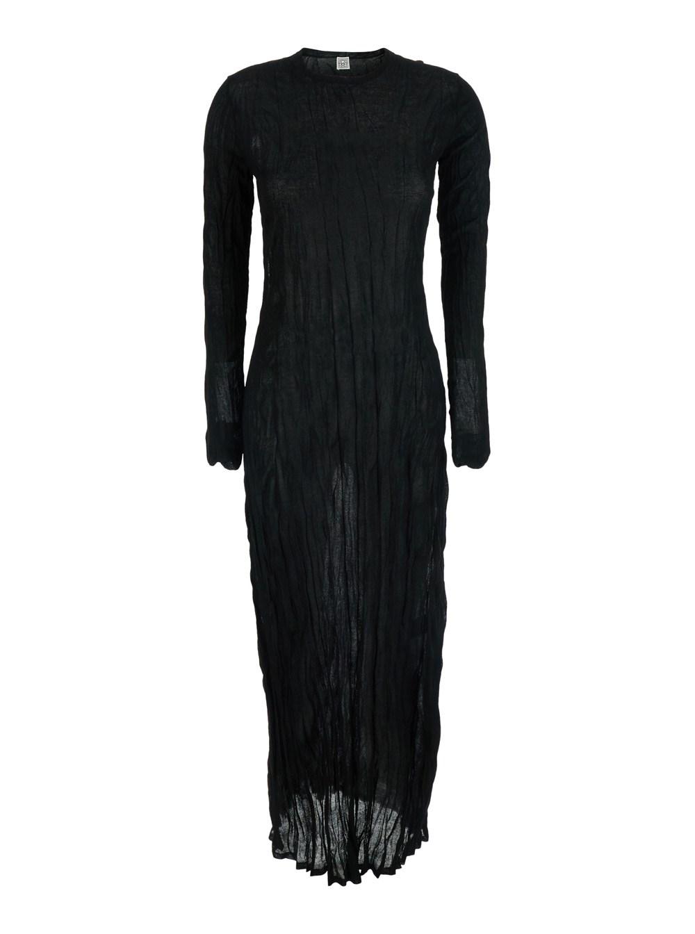green emerald velvet dress TOTÊME Plissé-Knitted Evening Maxi Dress Size S – Boutique Finest main image 1