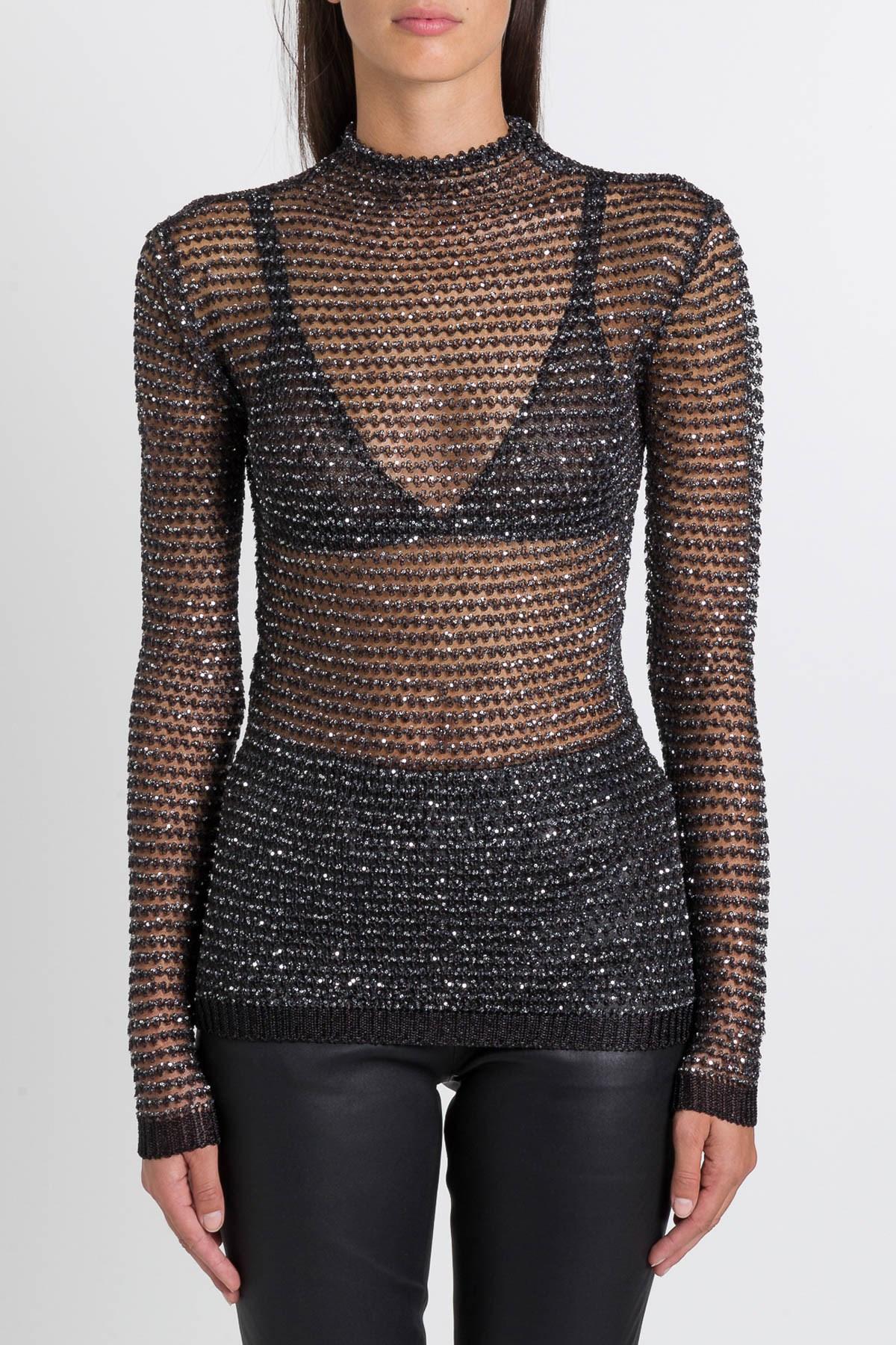 embellished mesh top
