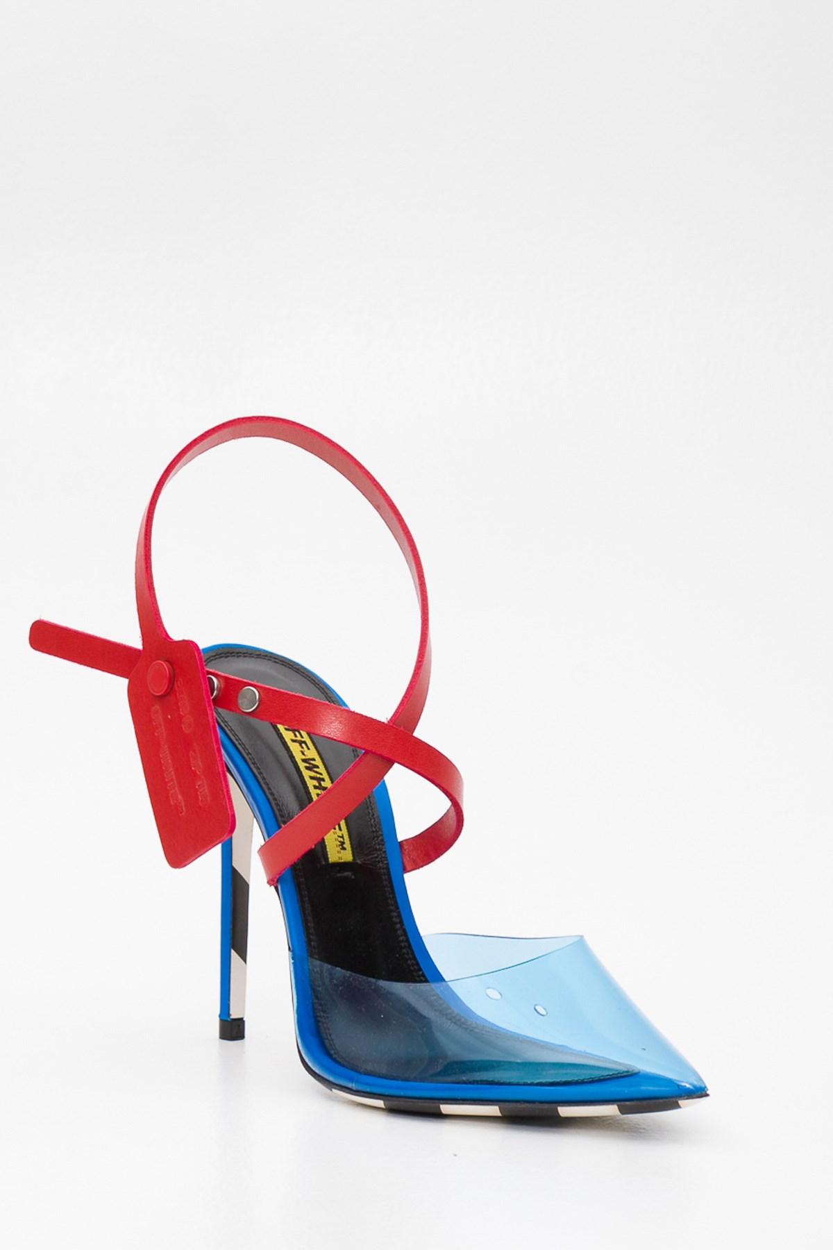 off white heels blue