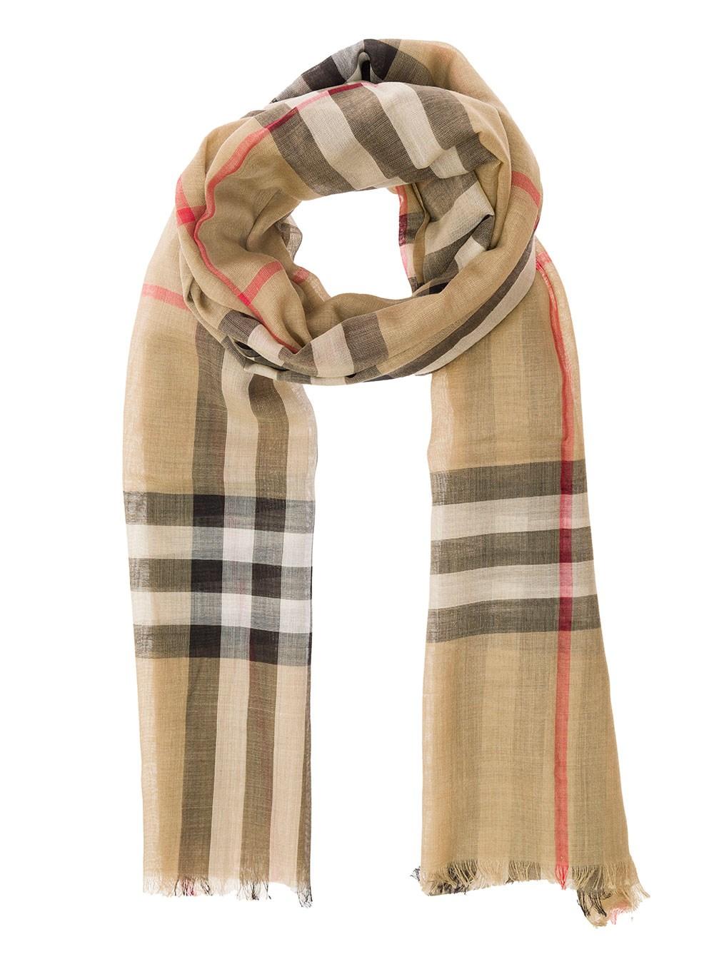 Burberry Scarf With Vintage Check Motif In Cashmere Man in Natural | Lyst