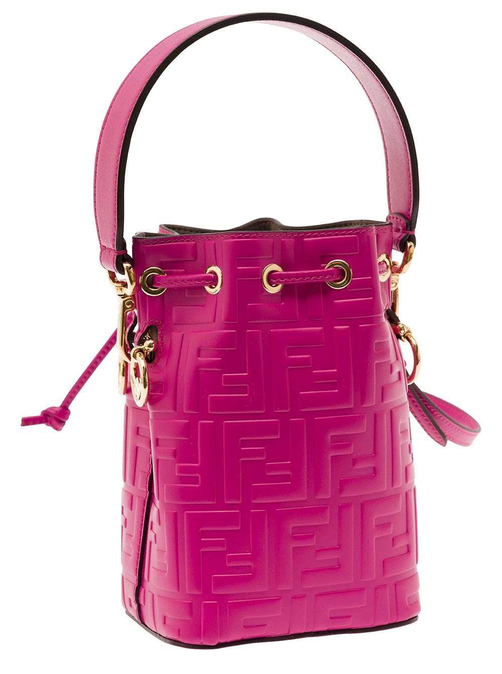 Fendi Mon Tresor Mini Pink FF Canvas Bucket Bag (Bucket Bags)