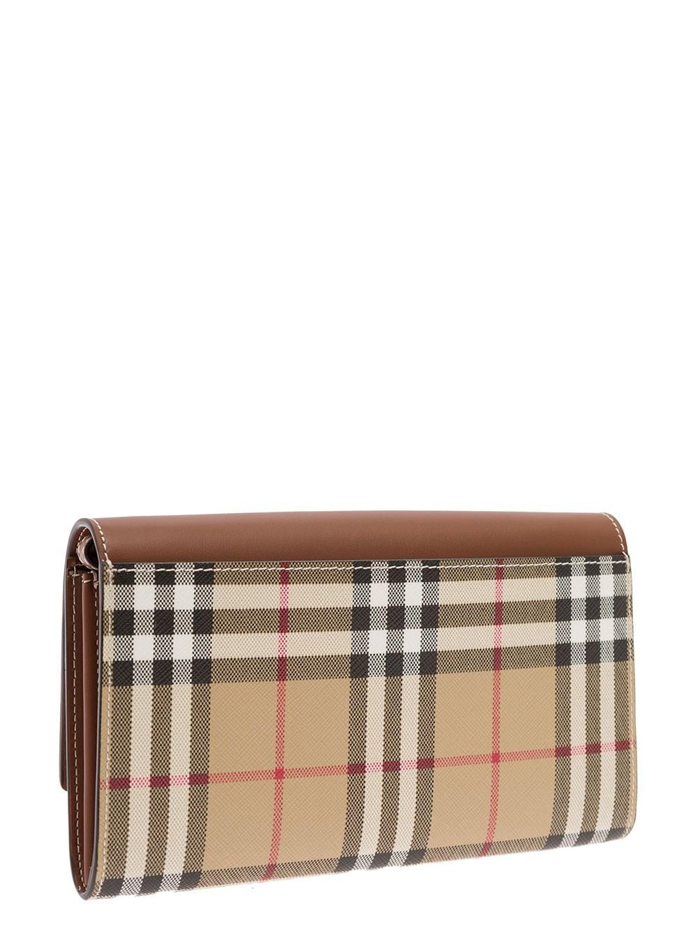 Burberry 'hannah' Wallet With Shoulder Strap And Vintage Check In Cotton  Blend Woman in Brown | Lyst