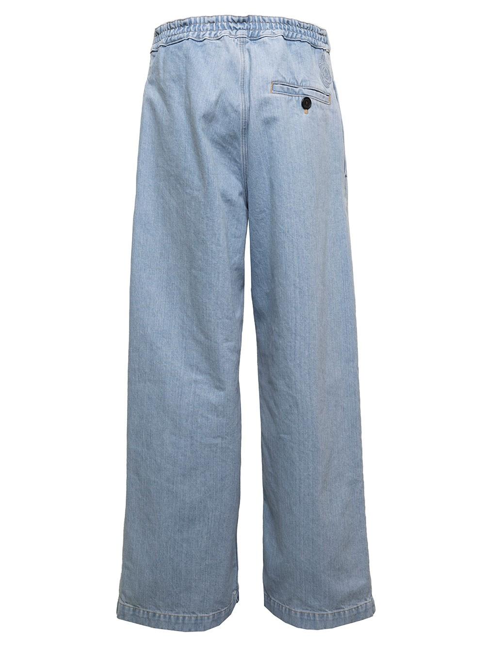Moncler Genius Man's Wide Leg Denim Jeans With Adjustable Buckle By Jw  Anderson in Blue for Men | Lyst