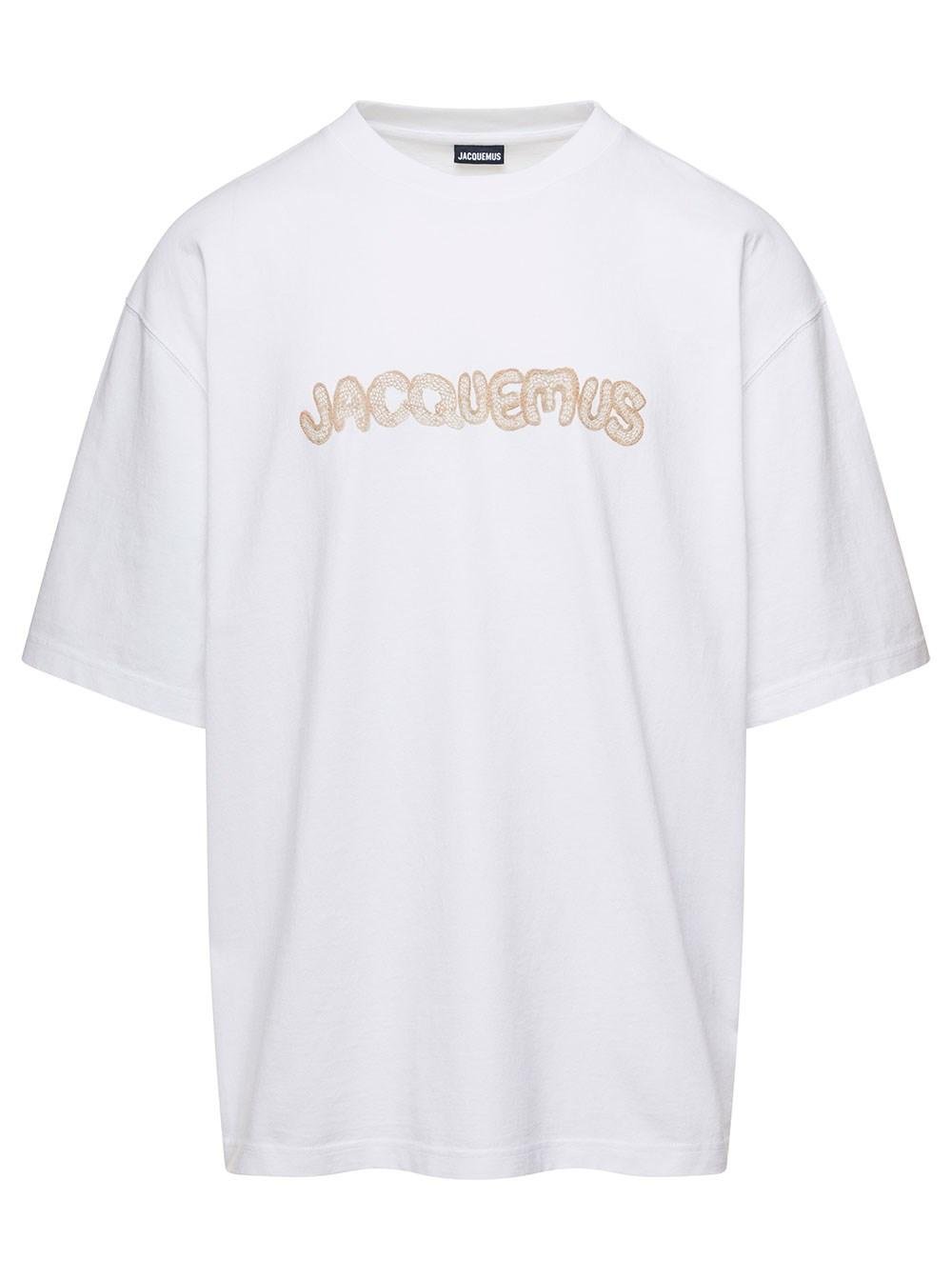 Jacquemus 'raphia' Oversized T-shirt With Macramé Logo In Cotton Man in ...